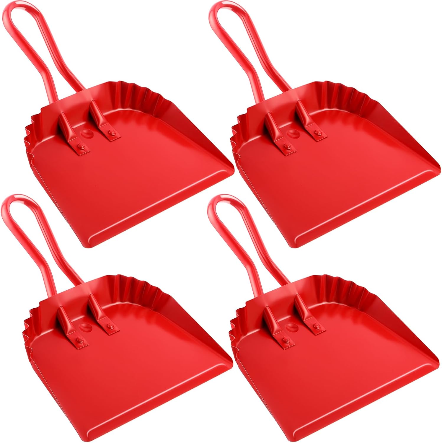Mumufy 4 Pack 12 inch Heavy Duty Metal Dustpan Large Wide Dust Pans for Household Handheld Wide