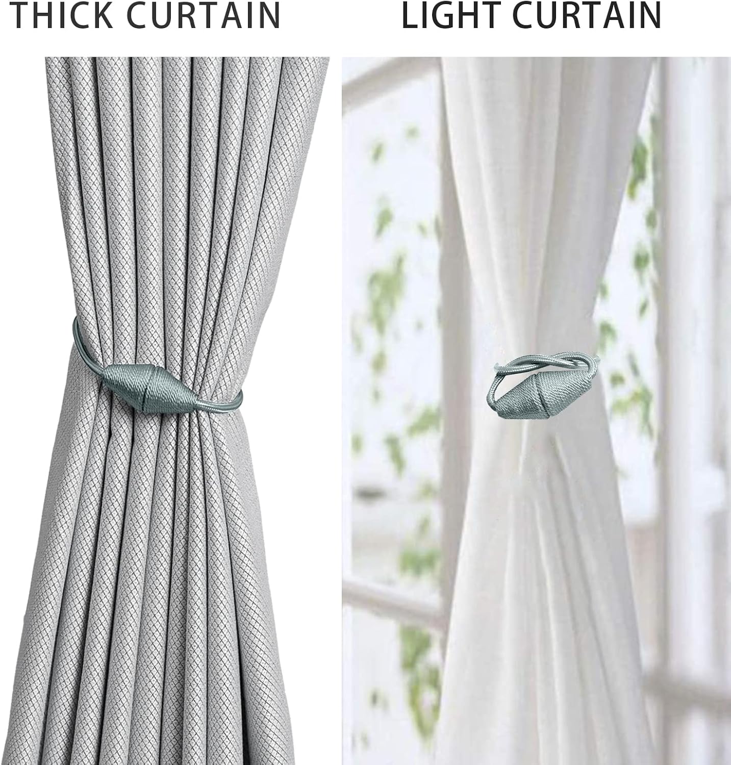 2 PCS Magnetic Curtain Tiebacks, European Style Convenient Drape Tie Backs Holdbacks for Thin or