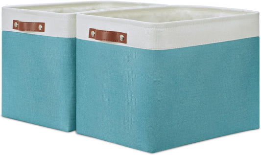 DULLEMELO Large Closet Storage Baskets Canvas Storage Baskets for Organizing 2 Pack Collapsible