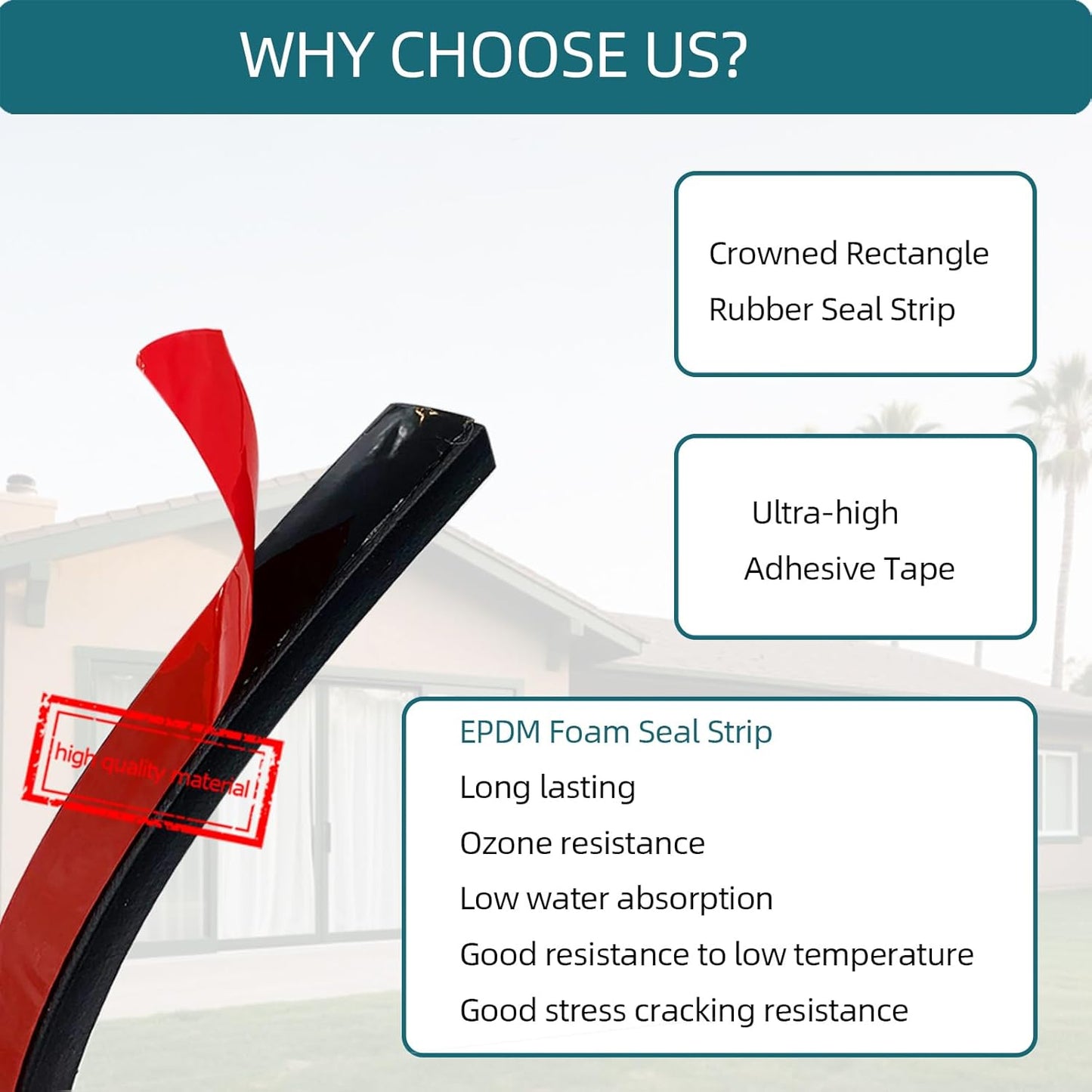 Rectangle Foam Rubber Seal, Self-Adhesive EPDM Foam Rubber Weather Stripping for Boat, Auto, RV