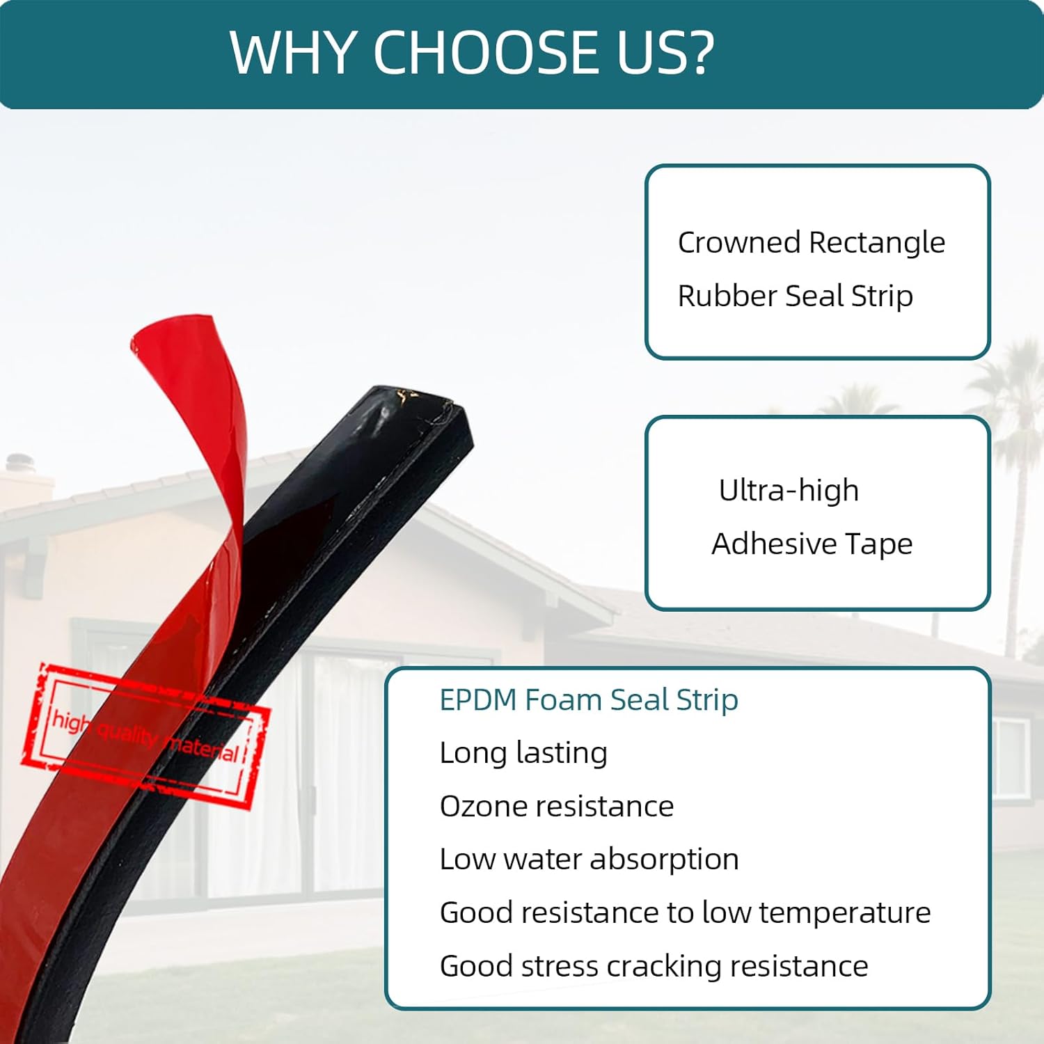 Rectangle Foam Rubber Seal, Self-Adhesive EPDM Foam Rubber Weather Stripping for Boat, Auto, RV