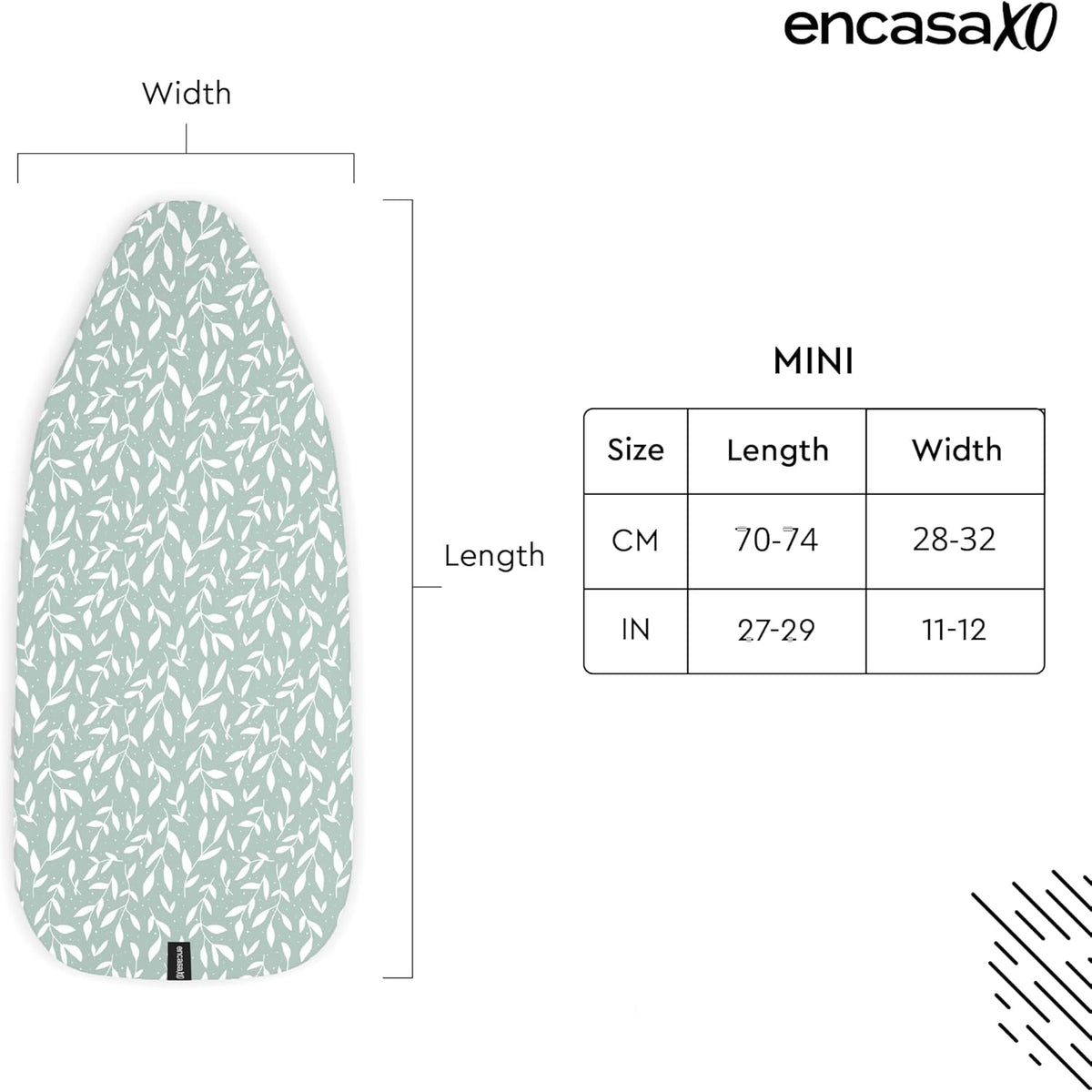 Encasa XO Ironing Board Cover and Pad 28"x12" - Thick 3mm Felt Padding, Drawstring Tightening &