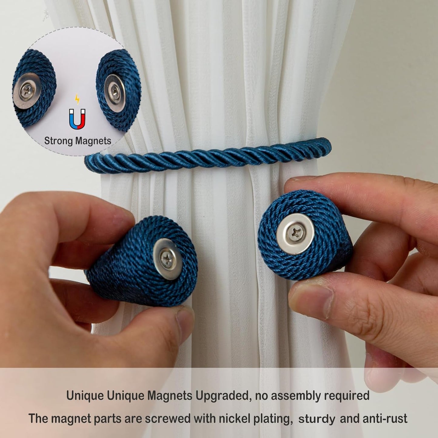 Magnetic Curtain Tiebacks 8 Pack Outdoor Rope Curtain Tie Backs Decorative Window Treatment