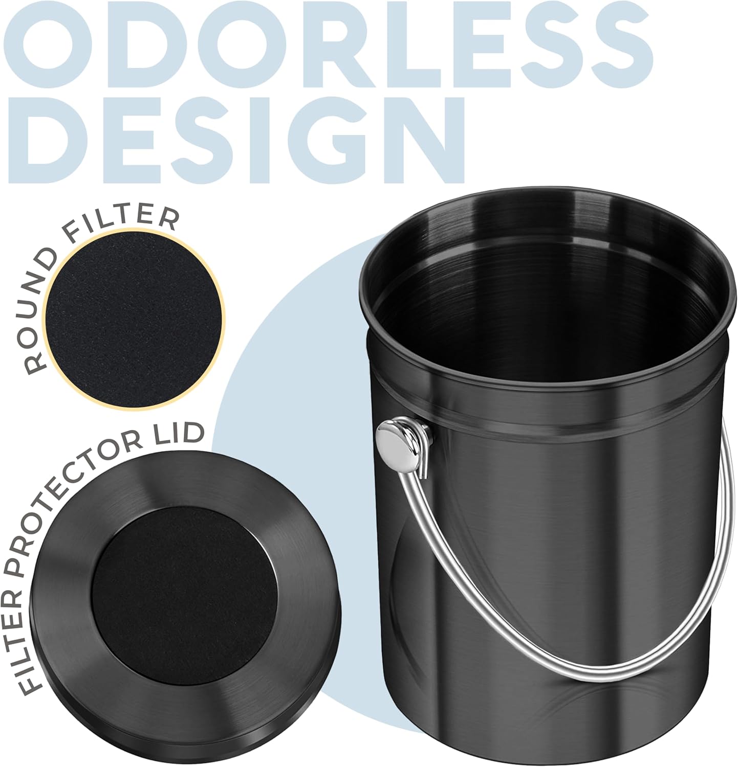 EPICA Countertop Compost Bin Kitchen | 1.3 Gallon | Odorless Composting Bin with Carbon Filters |