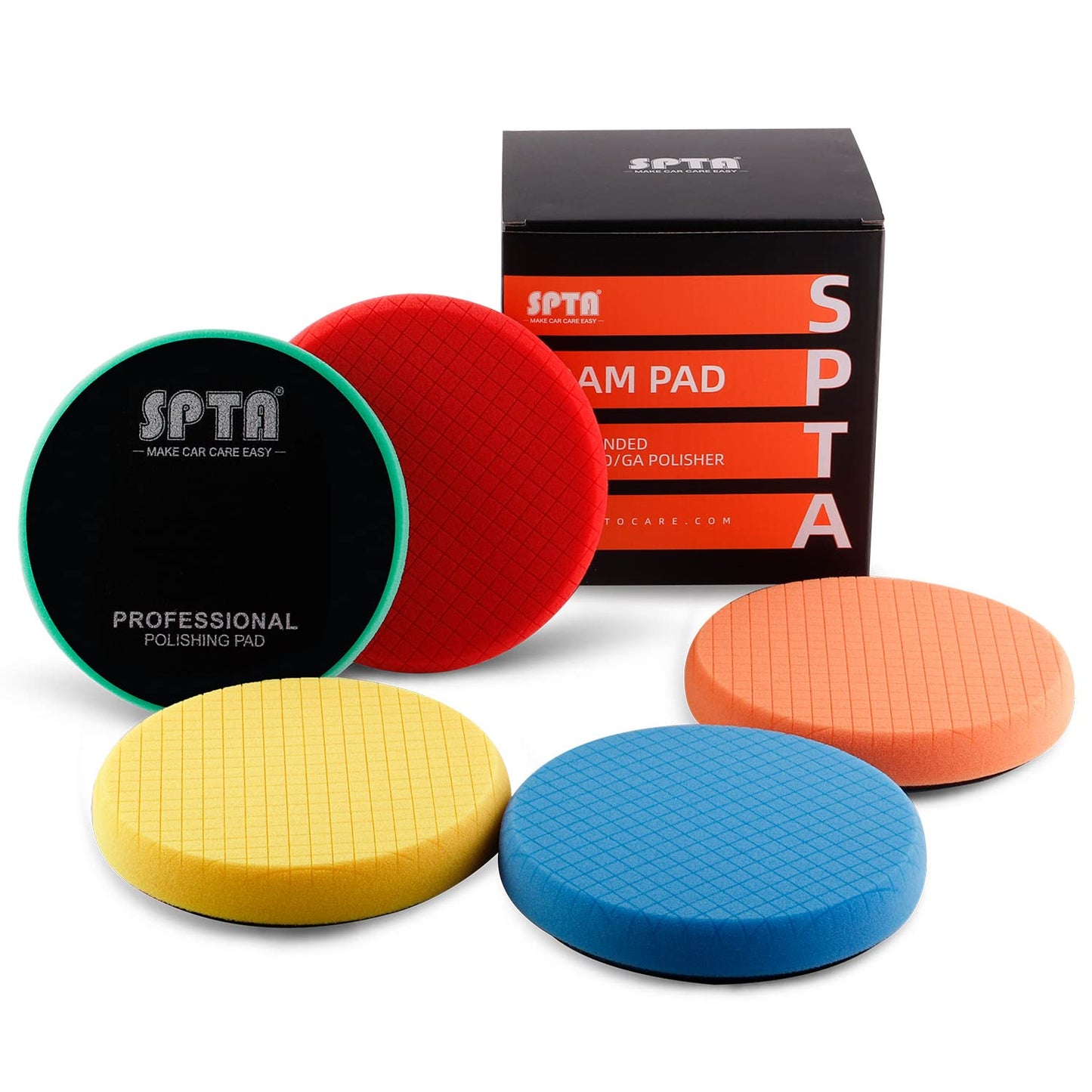 SPTA Buffing Polishing Pads, 5Pc 7.5 Inch Face for 7 Inch Backing Plate, Compound Buffing Sponge