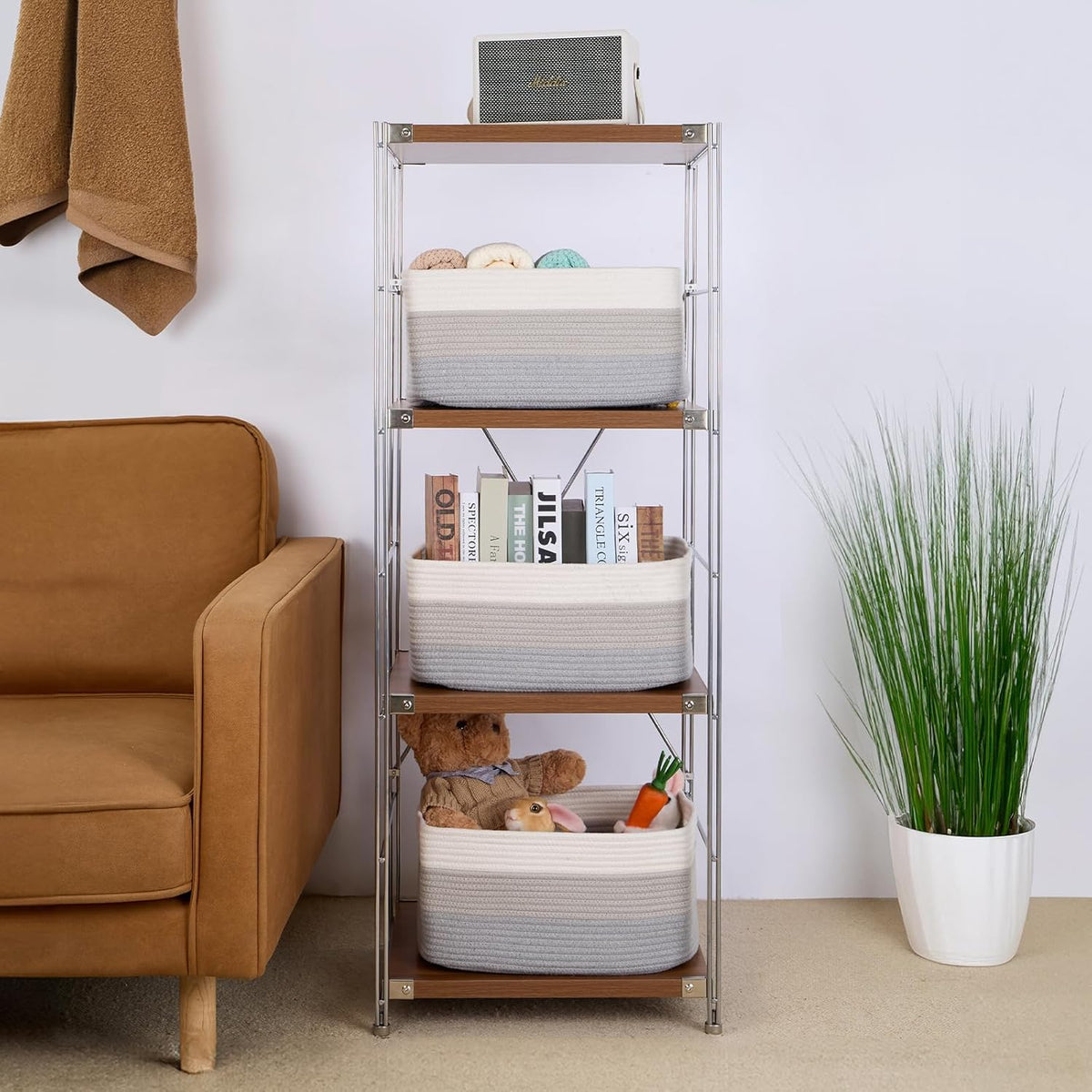 Large Storage Baskets for Organizing, Closet Shelf Baskets for Clothes Blanket Towels, Baby