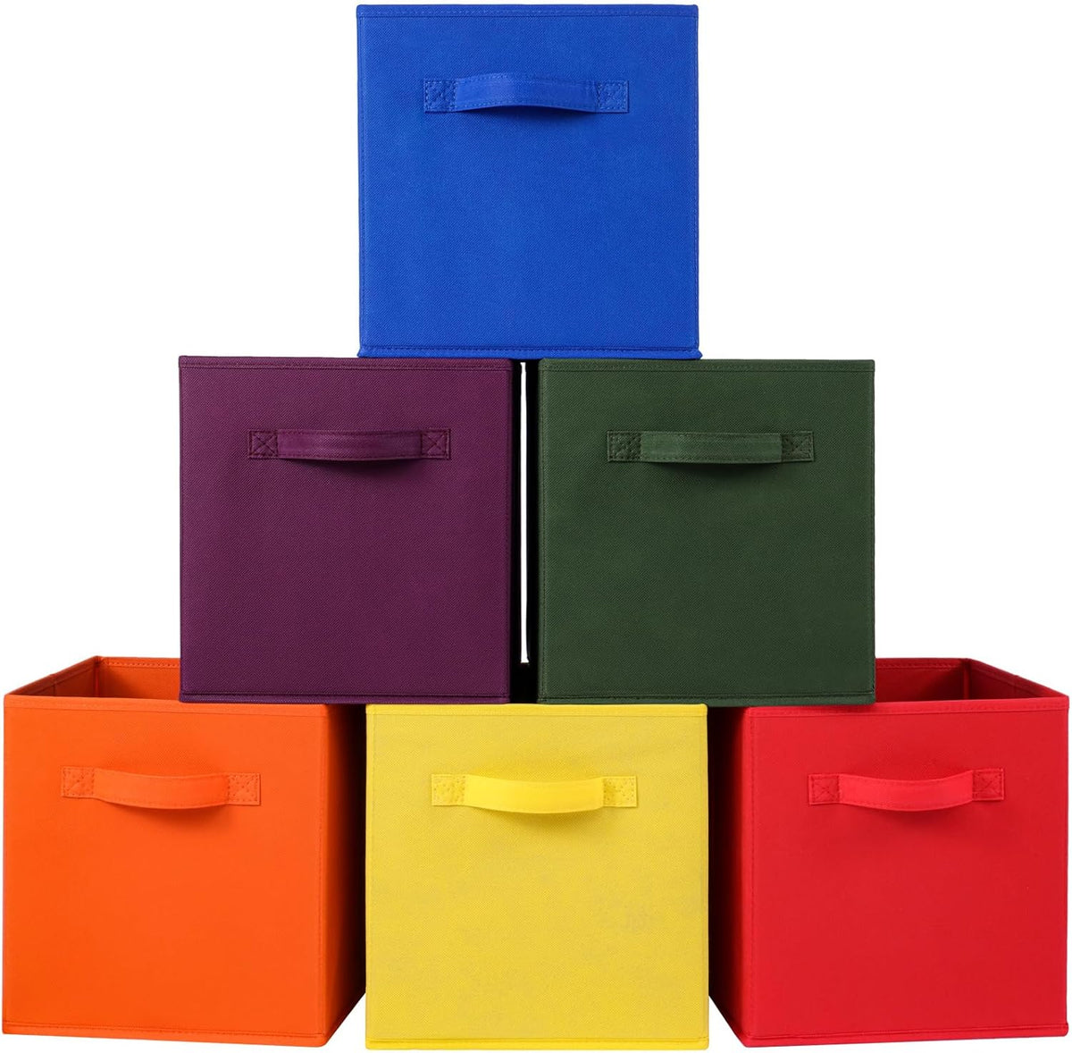 Stero 13x13x13 Inch Fabric Storage Bins 6 Pack Fun Colored Durable Storage Cubes with Handles