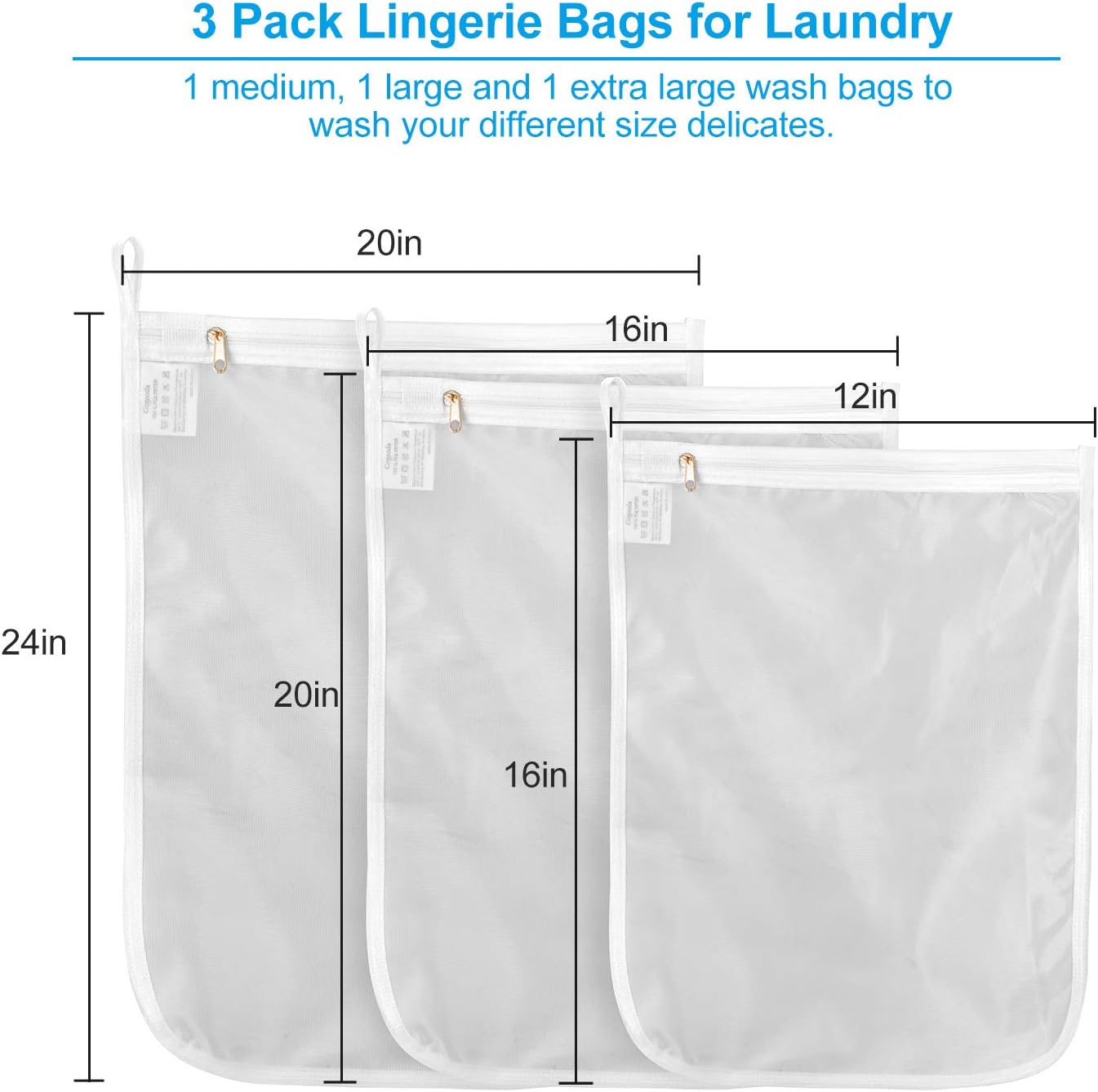 GOGOODA Delicates Laundry Bags, Fine Mesh Wash Bag for Lingerie, Underwear, Bra, Silk, Socks with