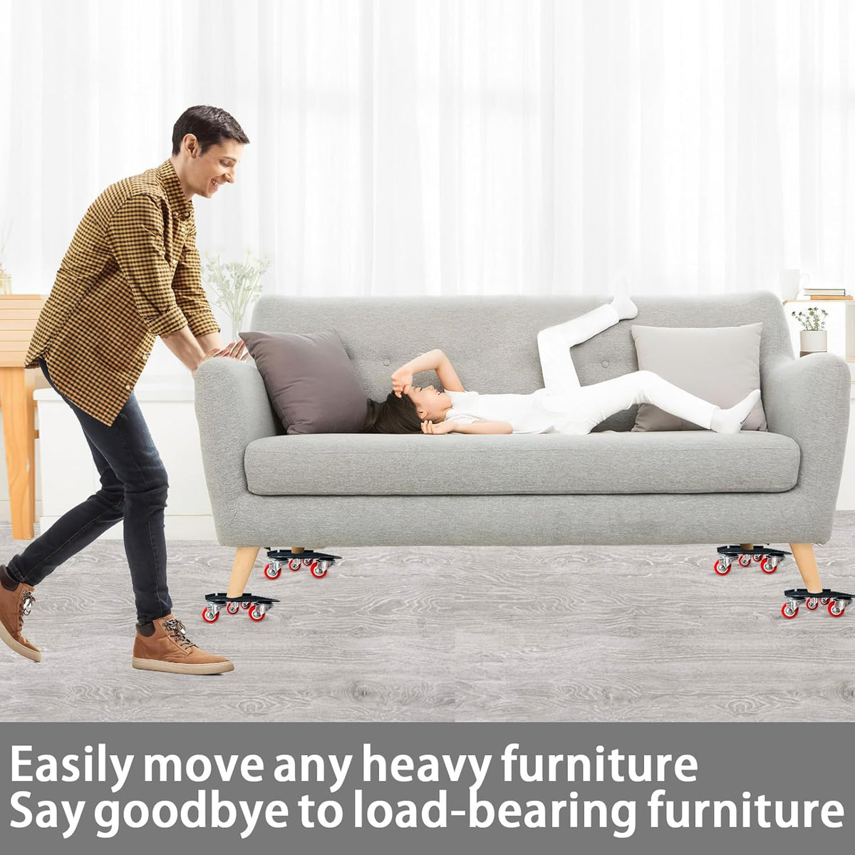 Furniture-Dolly-Furniture-Movers with-5-Wheels, Furniture Sliders Lifters Tool Set for Moving Heavy