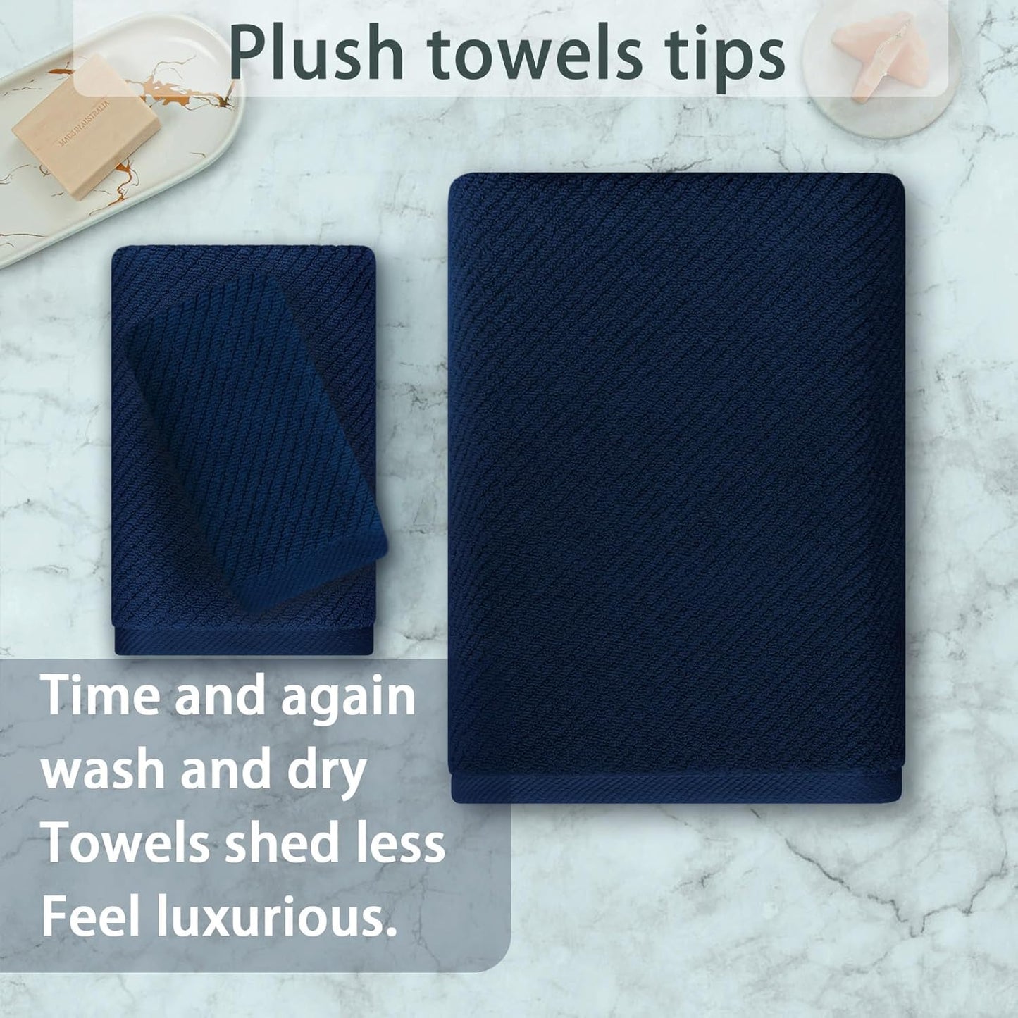 Blue Towels Set for Bathroom, Luxury 3 Piece Gift set, 100% Cotton | Quick Dry | Soft | Thick, 1
