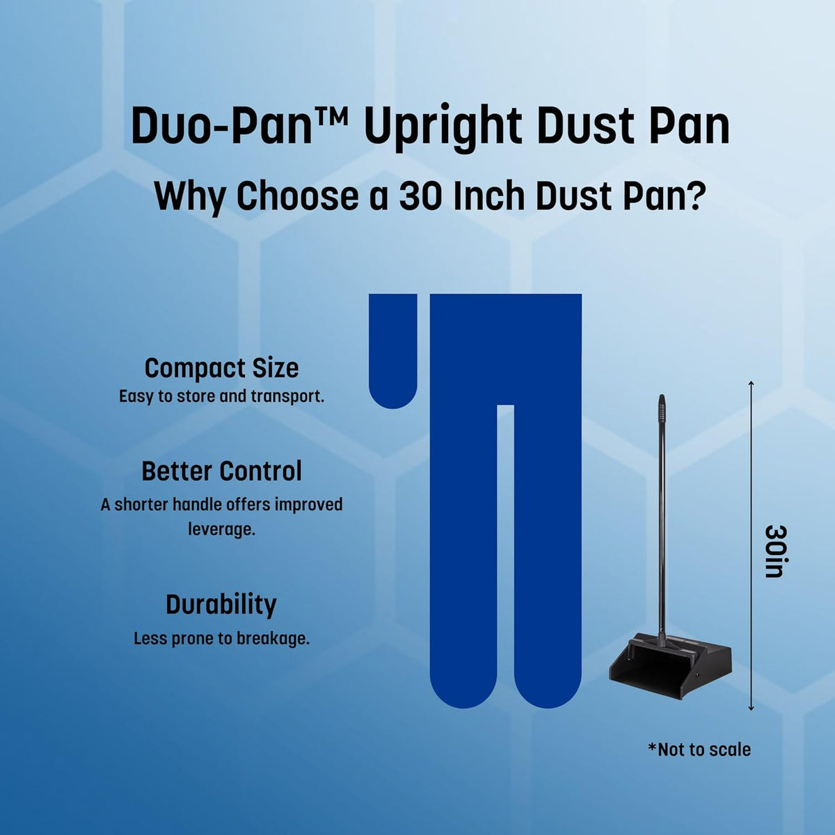 Carlisle FoodService Products Duo-Pan Upright Dust Pan with Serrated Yoke for Home, Restaurants