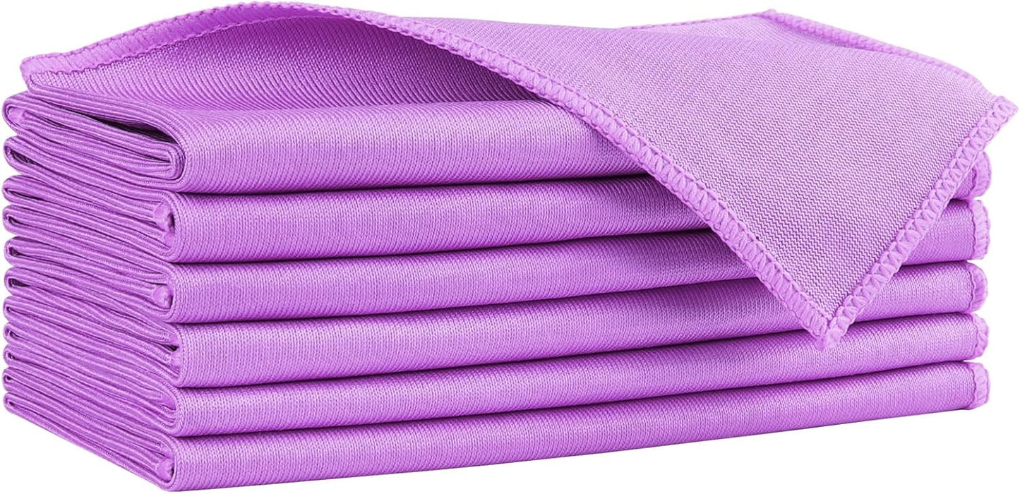 HOMEXCEL Microfiber Glass Cleaning Cloths 6 PK, Lint Free Streak Free, Reusable Microfiber Cleaning