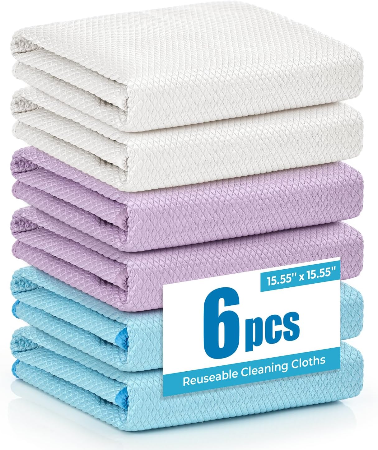 Nanoscale Microfiber Cloths 15.55”x 15.55”, Glass Window Mirror Stainless Steel Car Cleaning
