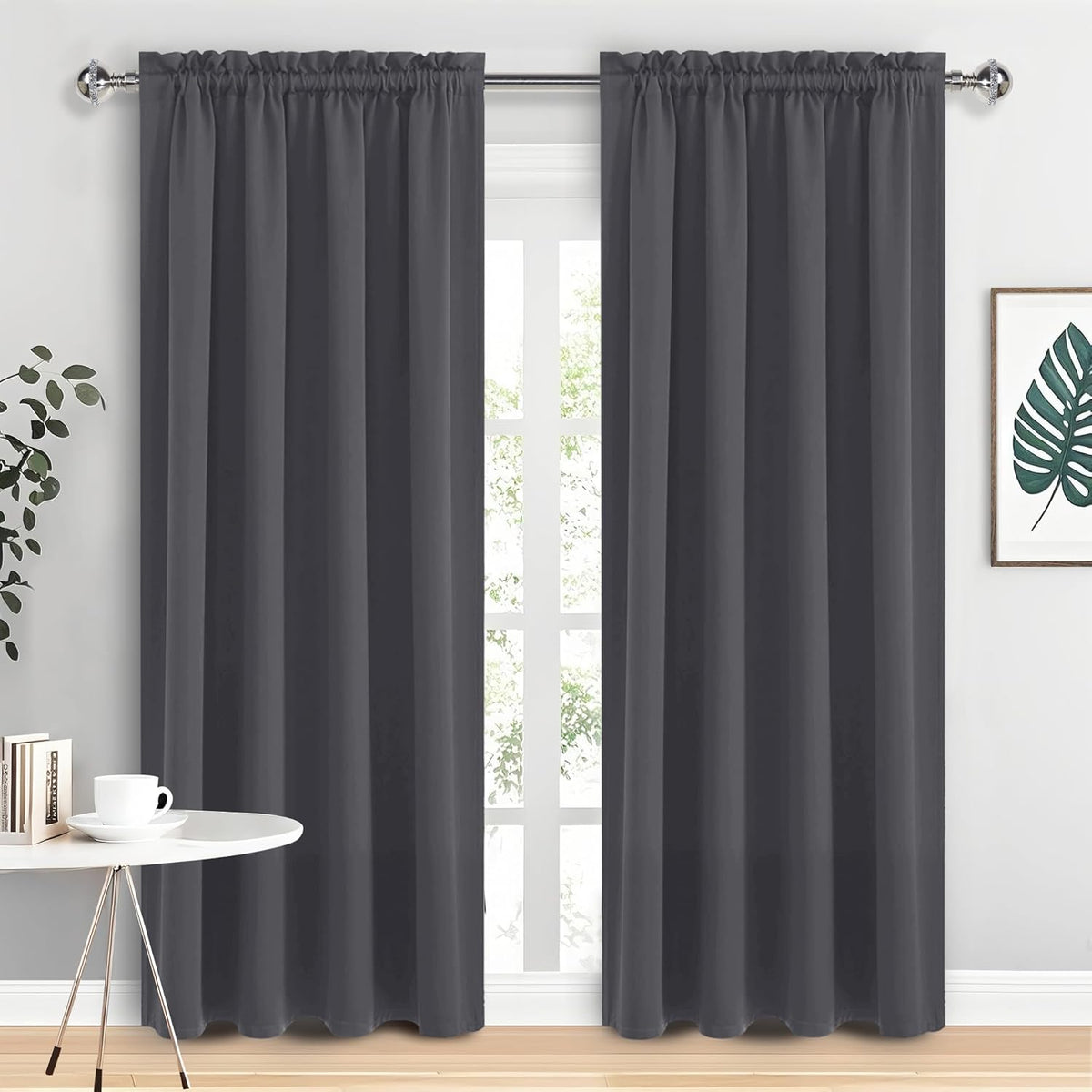 DWCN Blackout Curtains for Living Room 95 Inch Length 2 Panels Set, Solid Thermal Insulated Energy