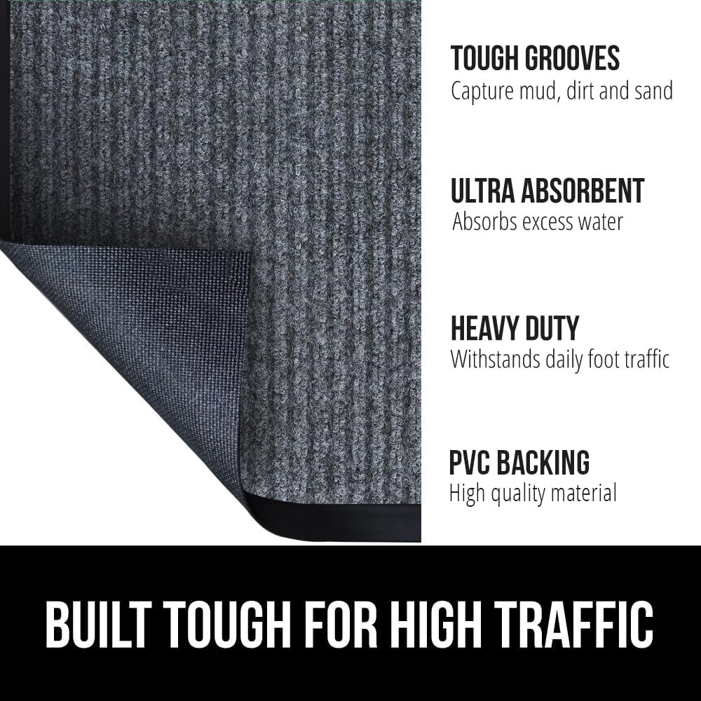 GORILLA GRIP Traffic Guard Door Mat, 2 Pack, Heavy Duty Waterproof Doormat, Commercial Office Space