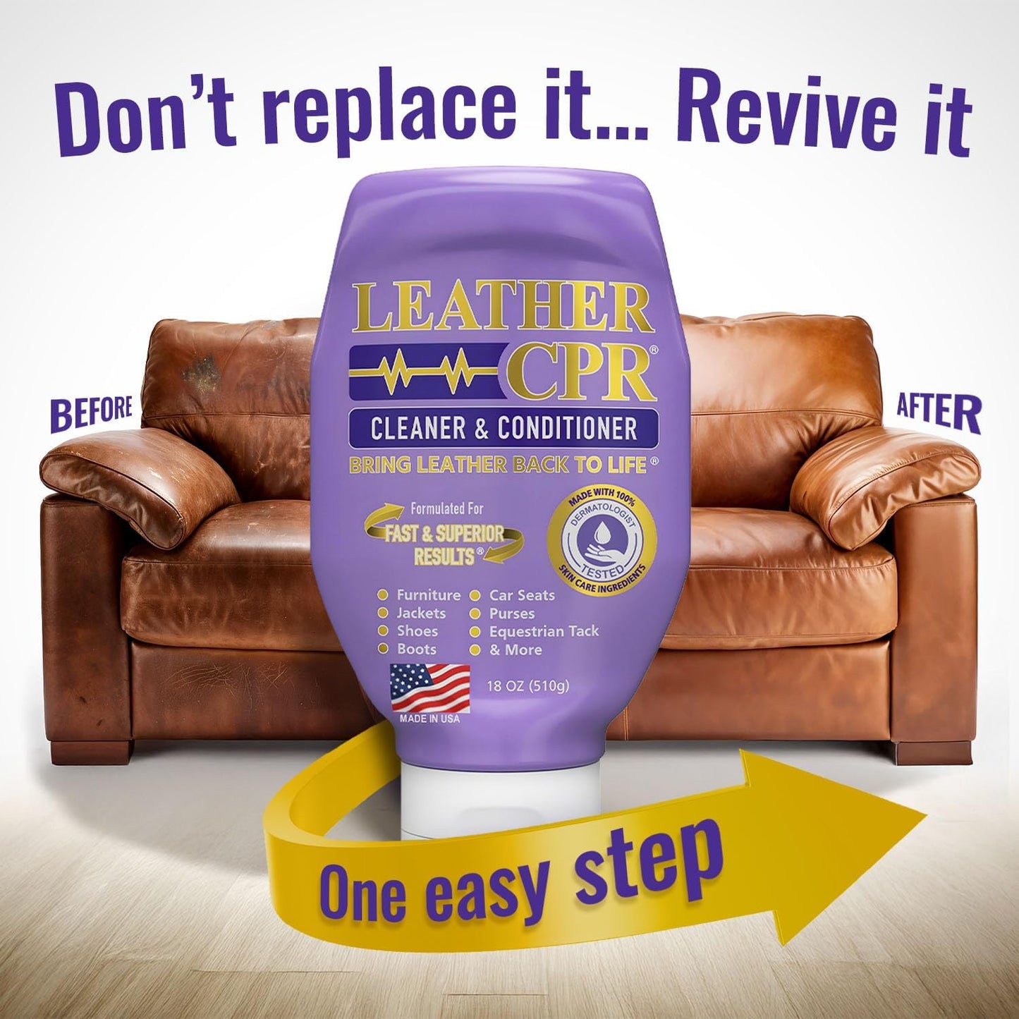 Leather CPR Cleaner & Conditioner 18oz - Cleans, Conditions, Restores & Protects Leather Furniture