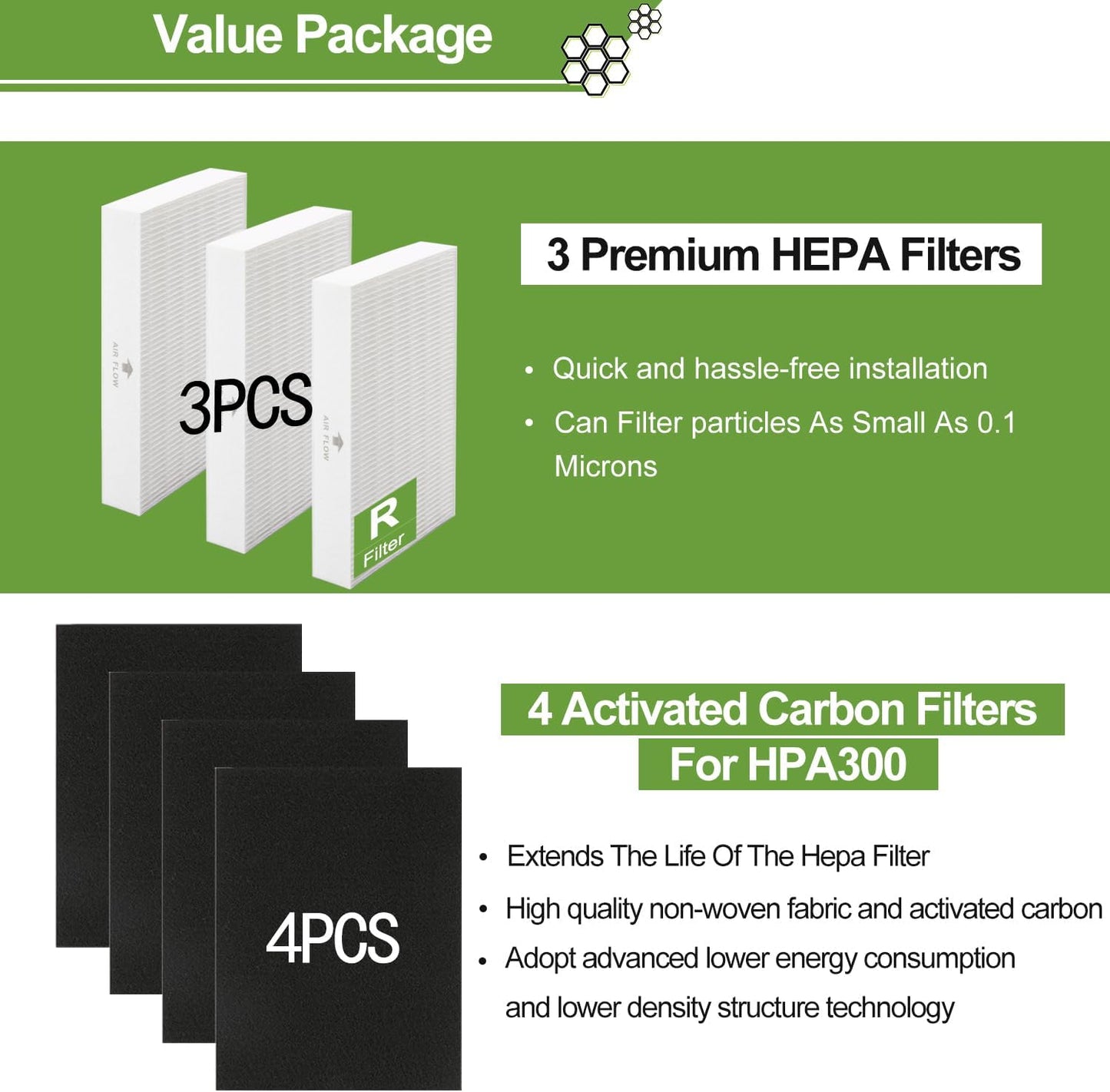 HPA300 HEPA Filter Replacement for Honeywell HPA300 Series Air Purifiers HPA300, HPA300VP, HPA304