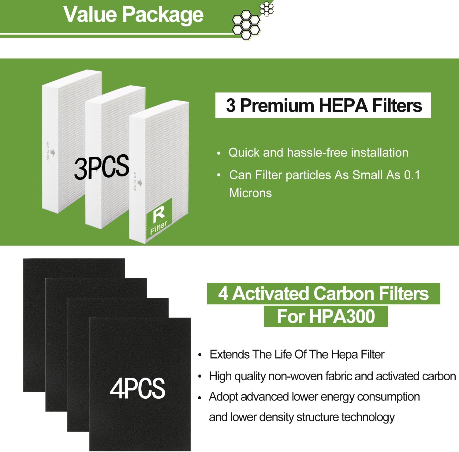 HPA300 HEPA Filter Replacement for Honeywell HPA300 Series Air Purifiers HPA300, HPA300VP, HPA304