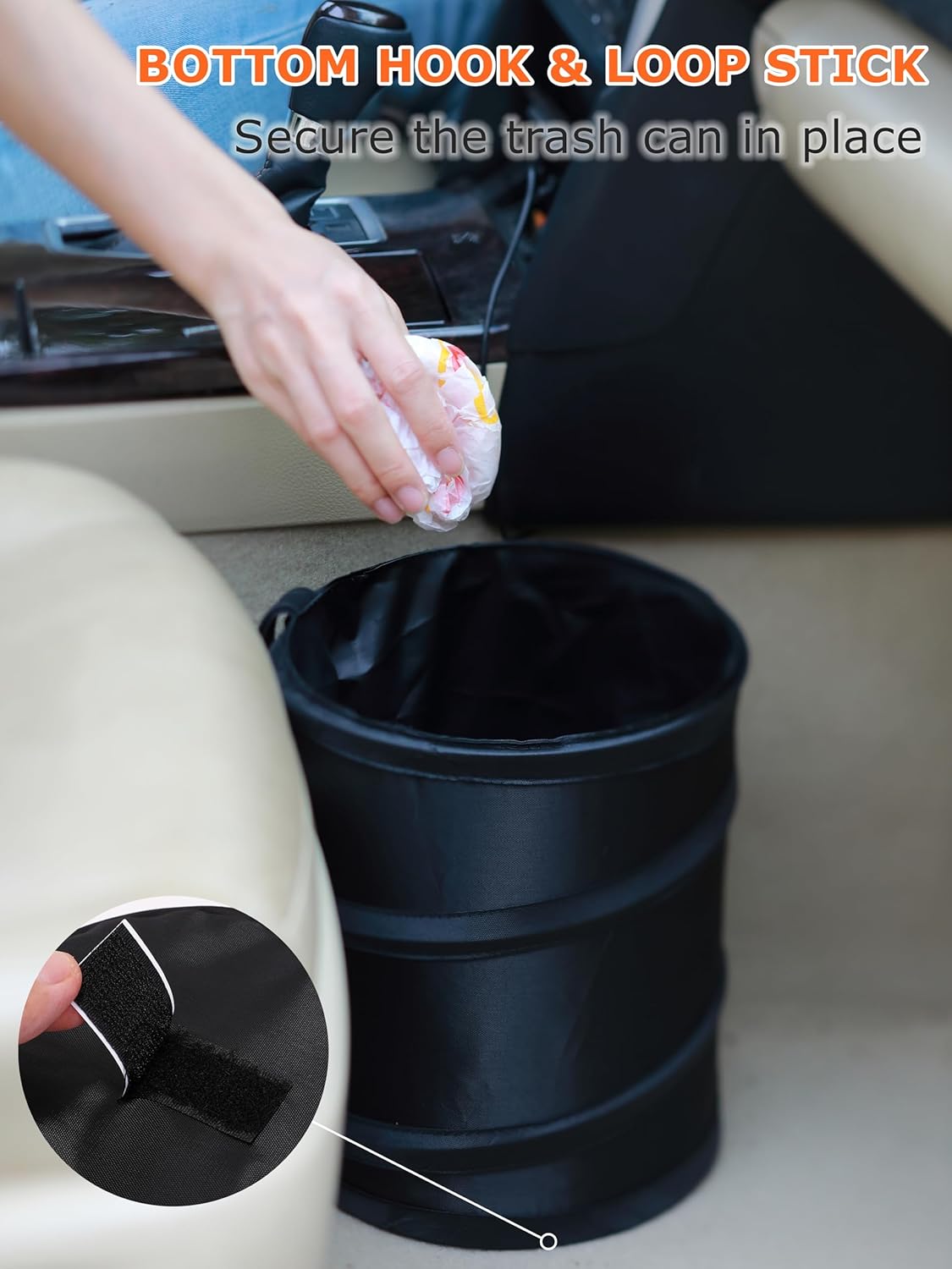 Ginsco 2Packs 2 Gallons New Leakproof Car Trash Can, Compact Trash Can Pop-up Collapsible Hanging