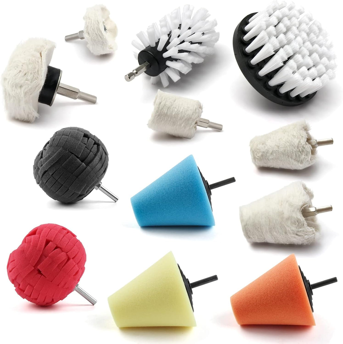 Polishing Pad Buffing Wheel Kit 12 Pack, Polishing Ball for Drill,for Car Care Metal Aluminum