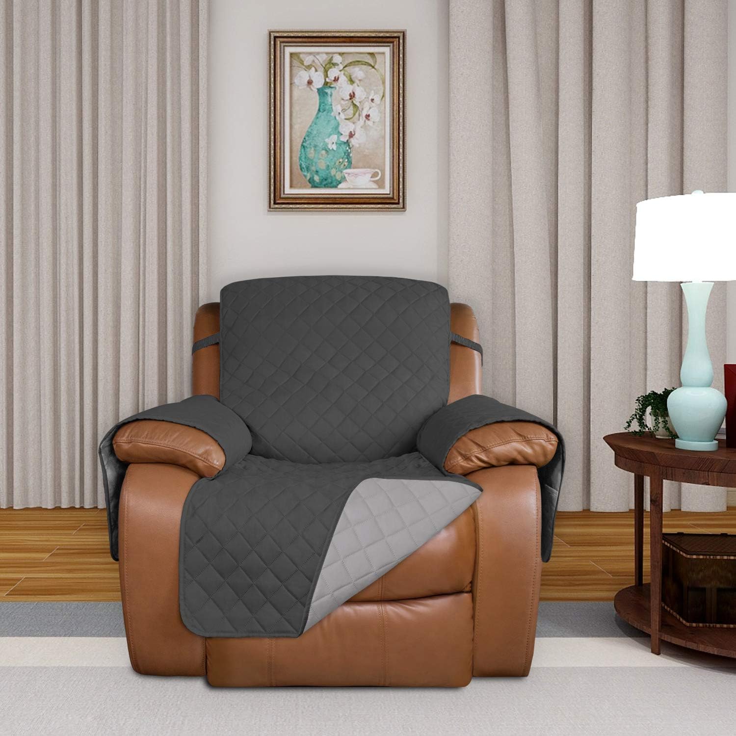 PureFit Reversible Quilted Sofa Cover, Water Resistant Slipcover Furniture Protector, Washable