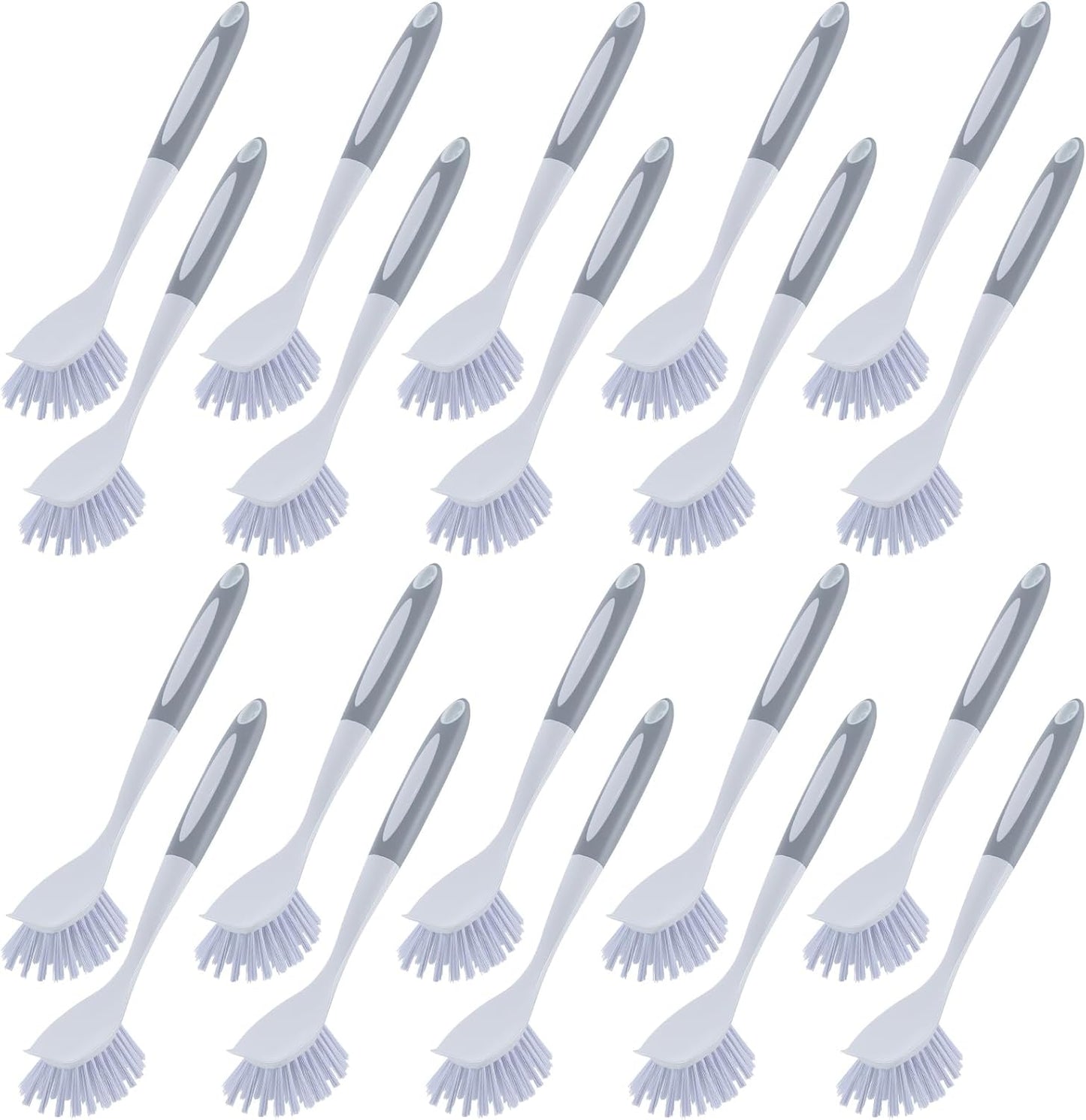 Hsei 20 Pcs Gray Kitchen Scrub Dish Brush Bulk with 11 Inch Handle Cleaning Dish Scrubber with