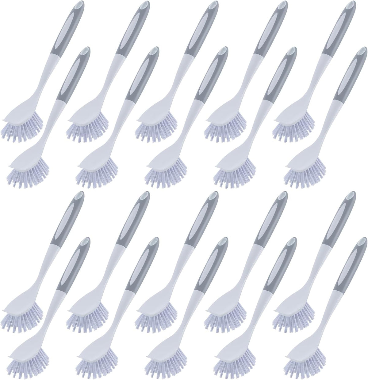 Hsei 20 Pcs Gray Kitchen Scrub Dish Brush Bulk with 11 Inch Handle Cleaning Dish Scrubber with