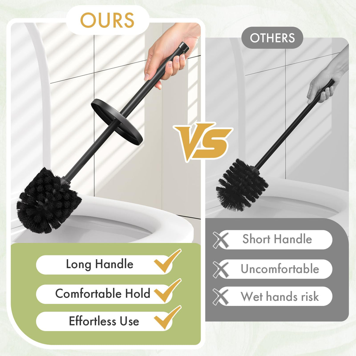 Bathway Toilet Bowl Brush and Holder Set 2 Pack with 4 Extra Brush Heads (Black) – view 5