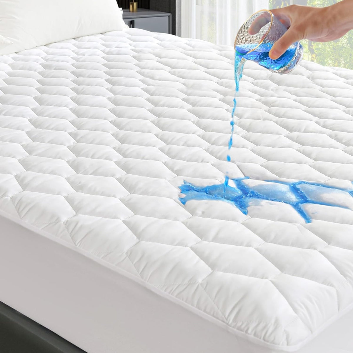GRT Twin Mattress Protector Waterproof, 100% Waterproof Quilted Fitted Mattress Pad, Noiseless