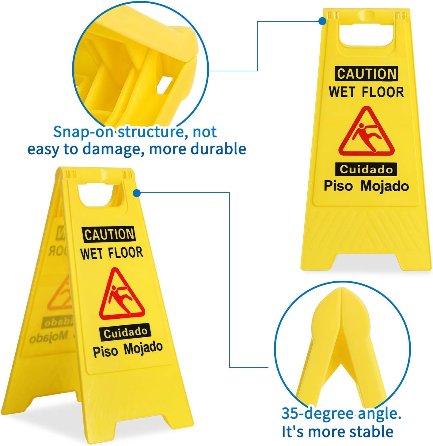 CERLMLAND wet floor signs 6 piece double-sided sign Widely used in various business environments.