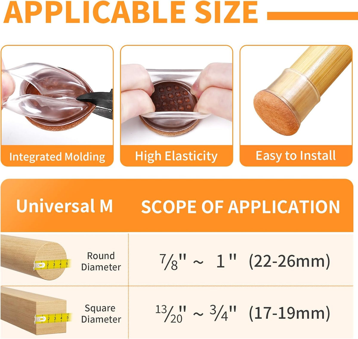 Ezprotekt 24 Pcs Clear Chair Leg Floor Protectors for Hardwood Floors, Floor Protectors for Chairs