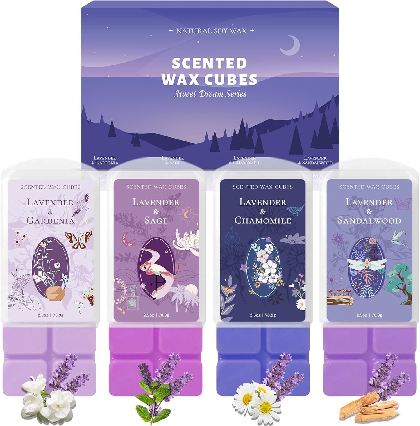 SCENTORINI Wax Melts, Wax Cubes Strong Scent, Long Lasting Lavender Scented for Sleep, Wax Melts