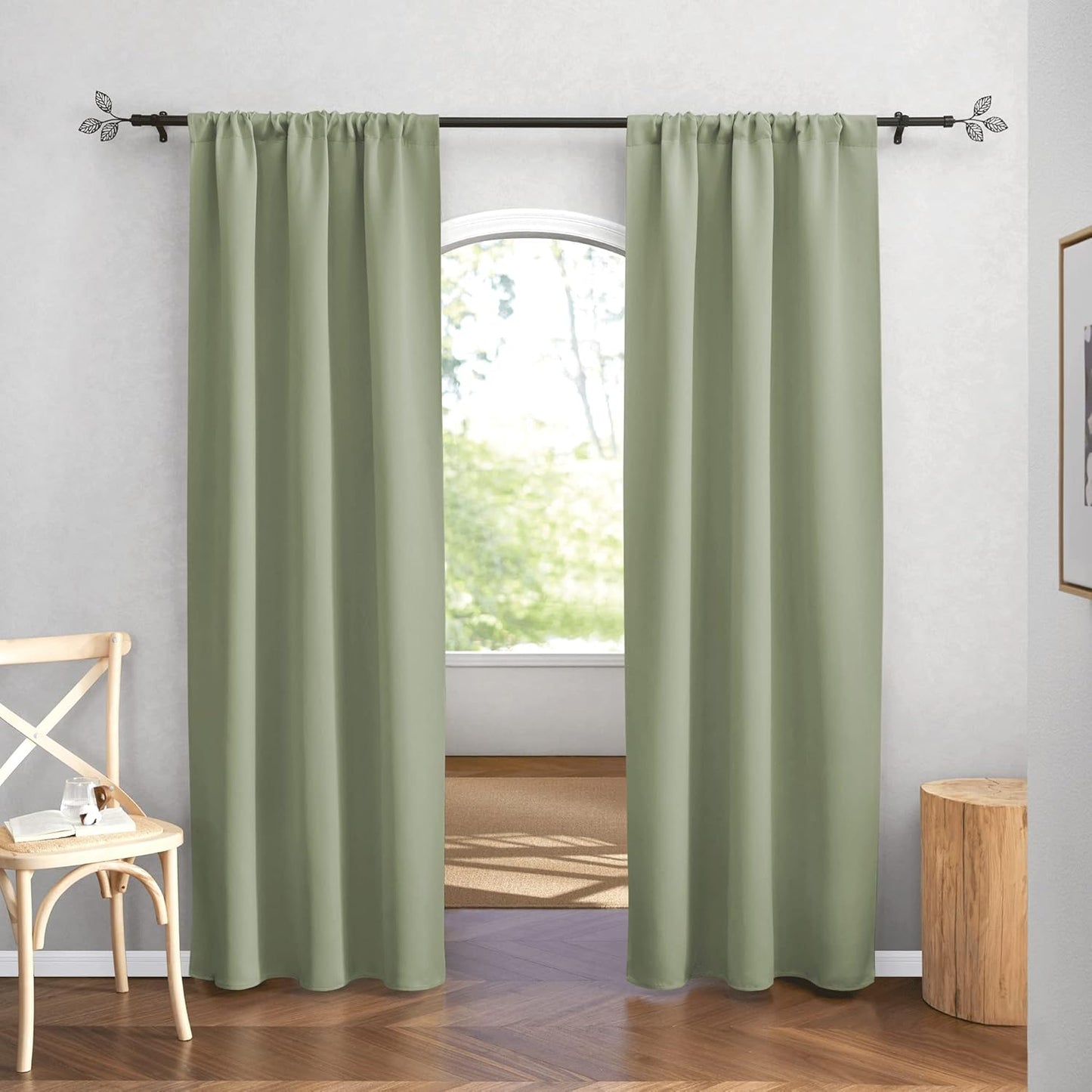 RYB HOME 84 inches Green Curtains for Living Room Lights & Drafts Blocking Window Curtains Room
