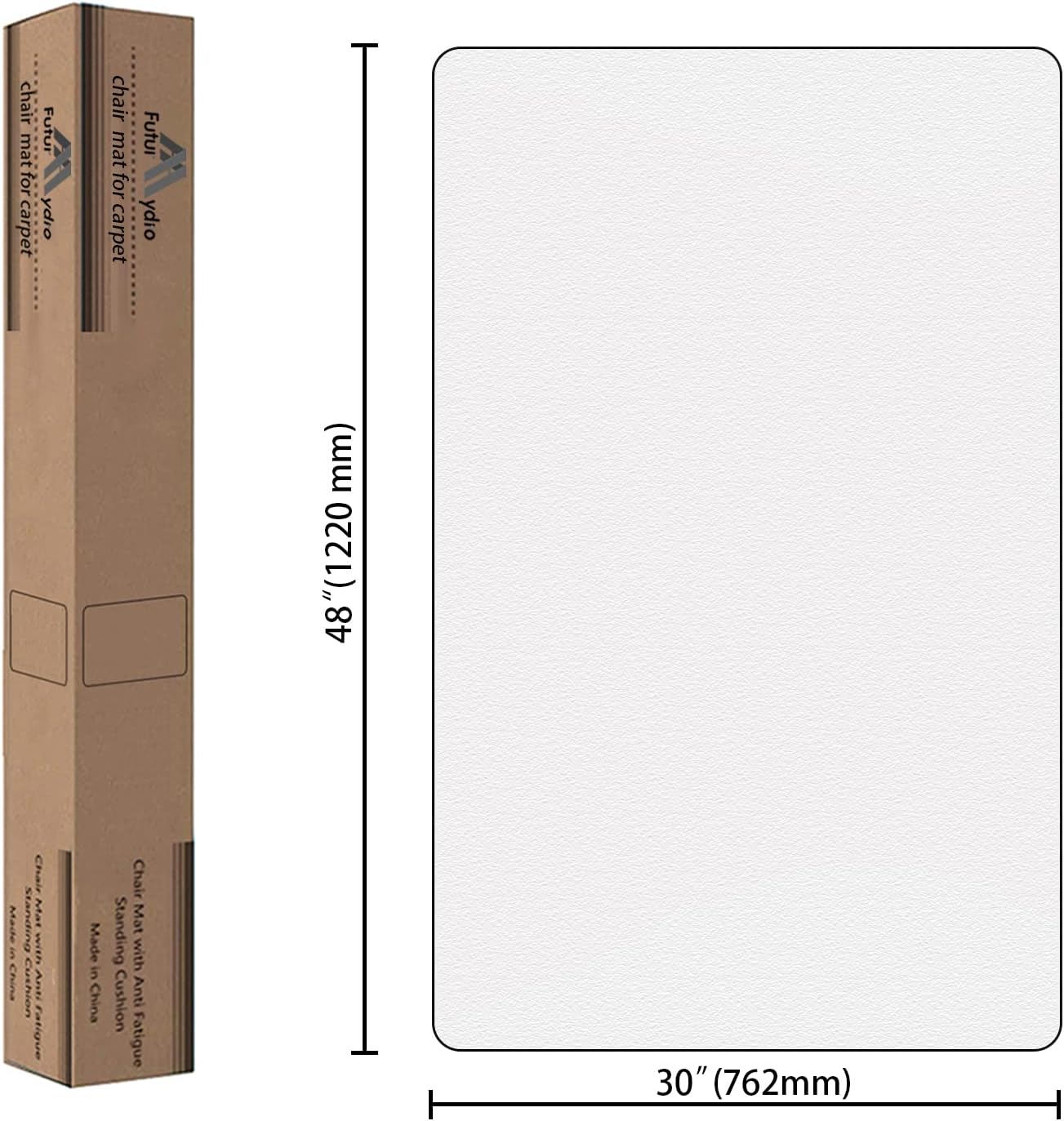 FuturHydro Chair Mat for Hardwood Floor, 30" x 48" Clear Anti-Slip Computer Desk Chair Floor Mat