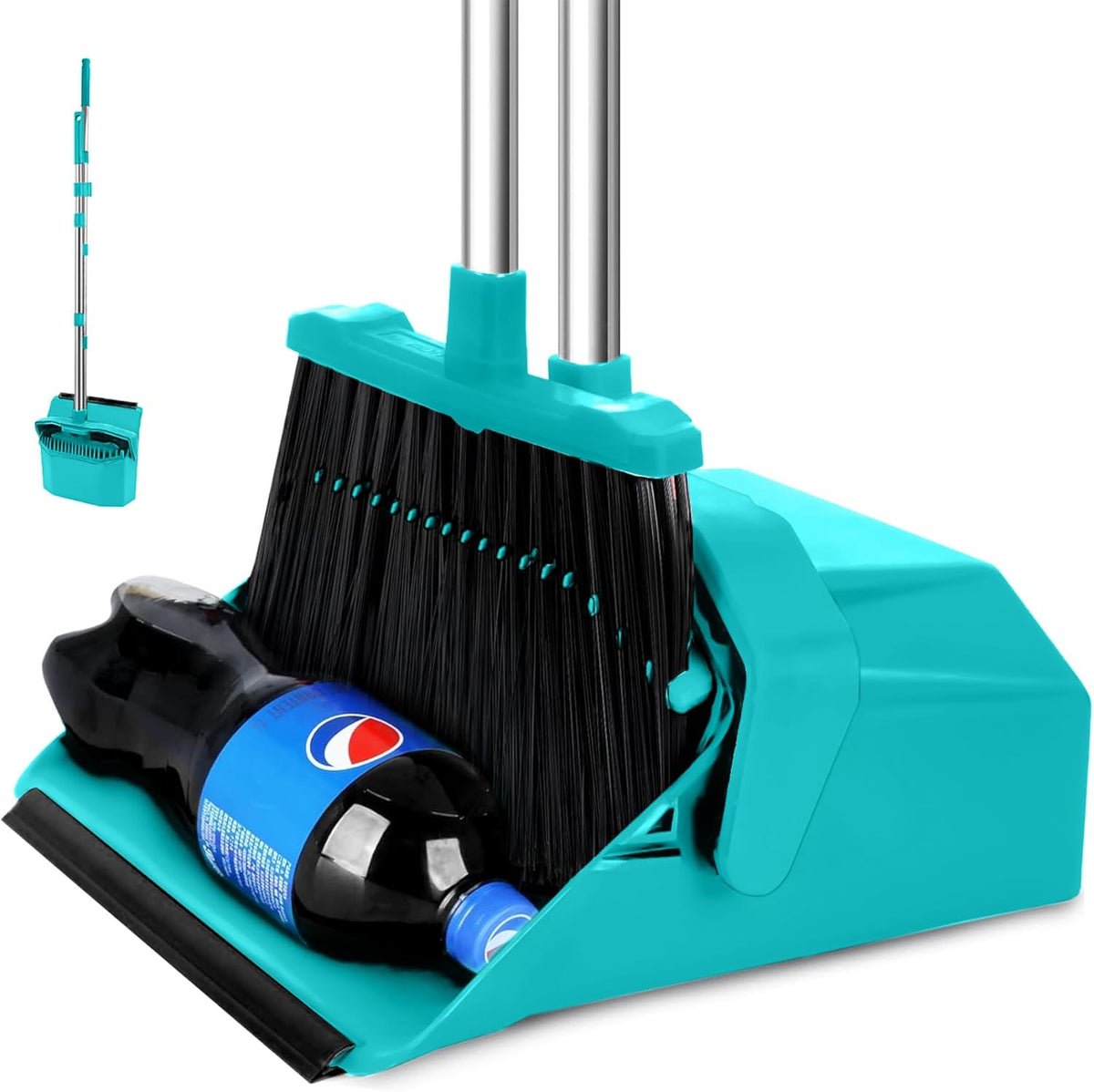Upgrade Broom with Dustpan Combo Set, Broom and Dustpan Set with 51'' Long Handle, Large Upright