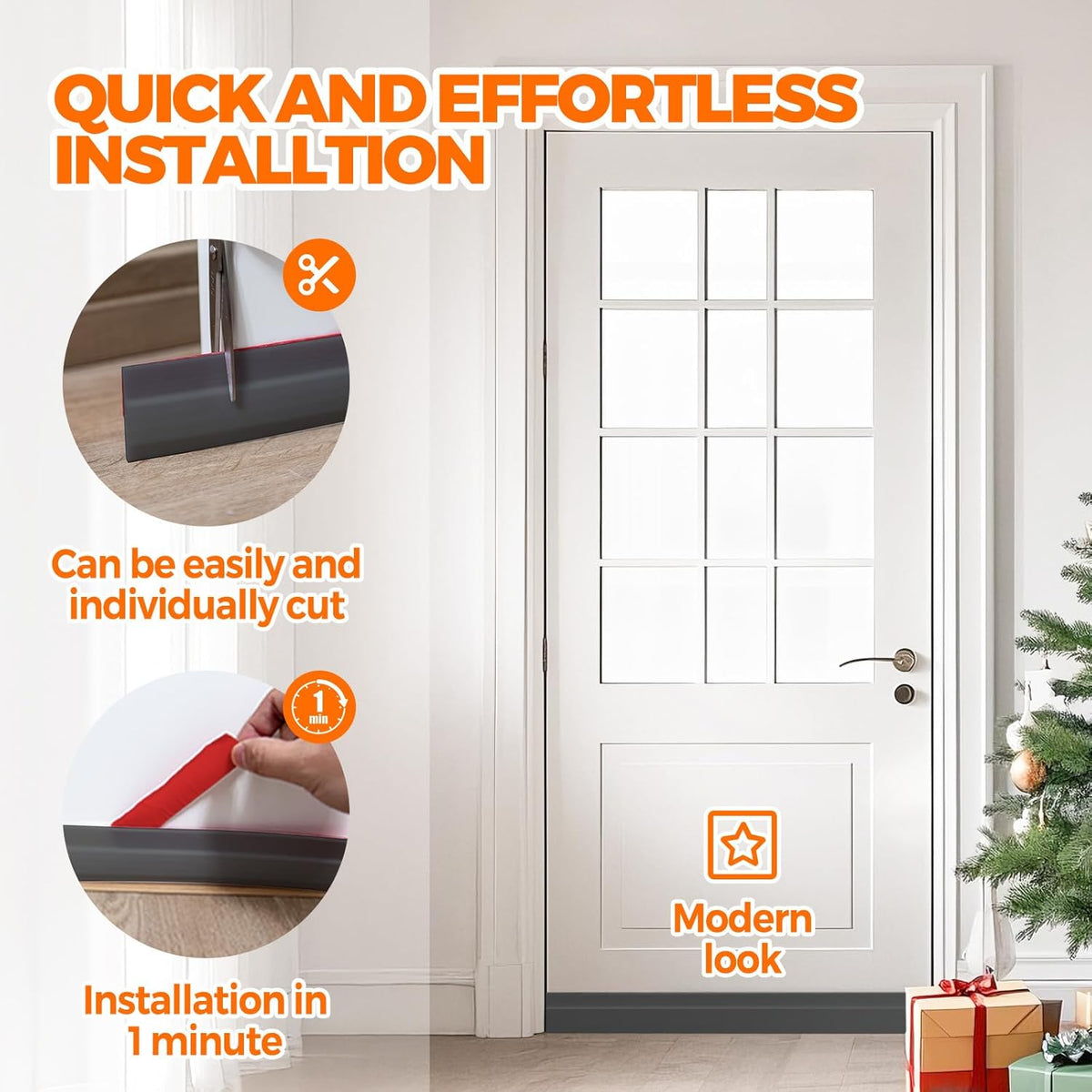 Holikme Weather Stripping 41 inch Door Draft Stopper Under Door Draft Blocker Doors Sweep Noise