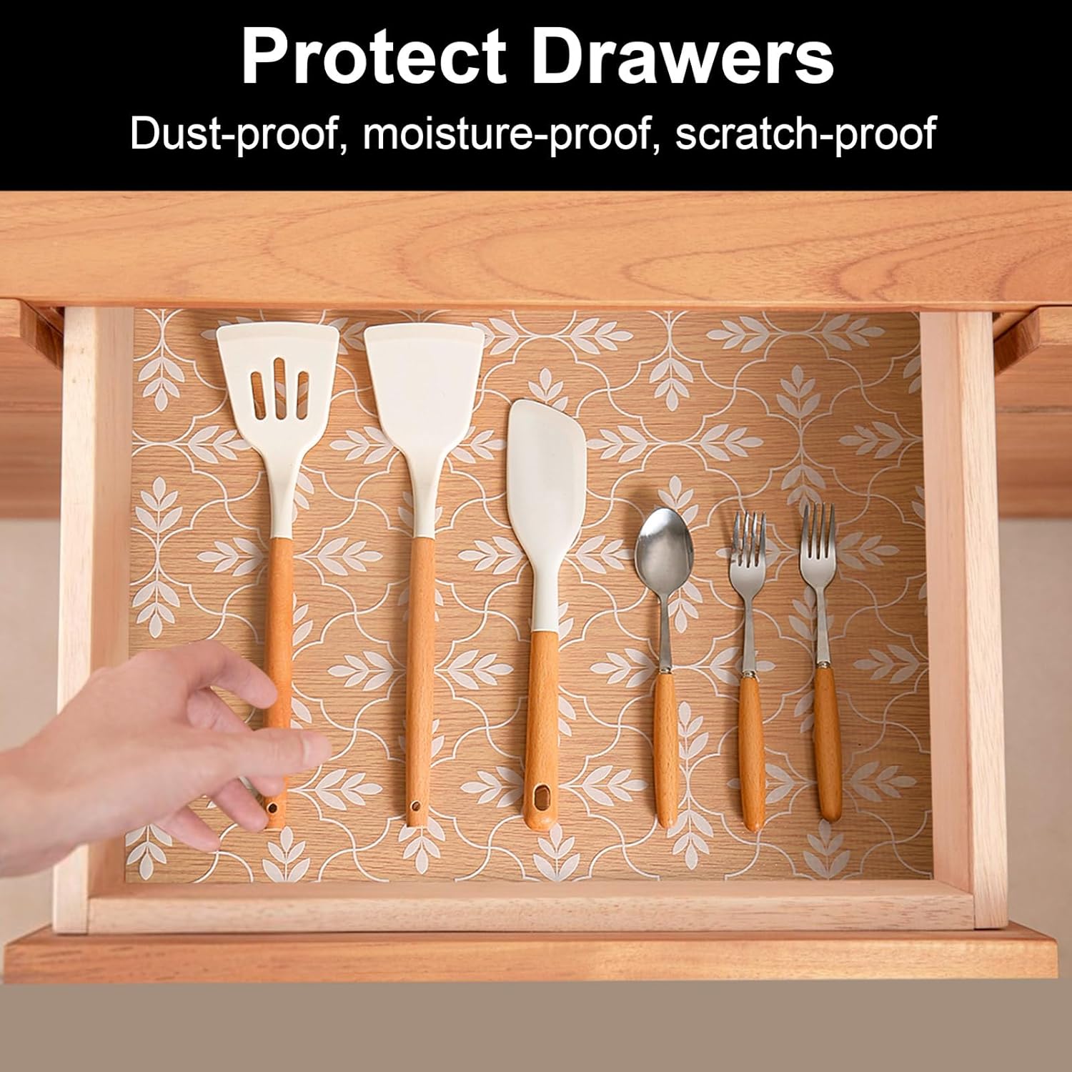 Cooyes Shelf and Drawer Liners for Kitchen Cabinets, Non Adhesive Cabinet Liner, EVA Waterproof