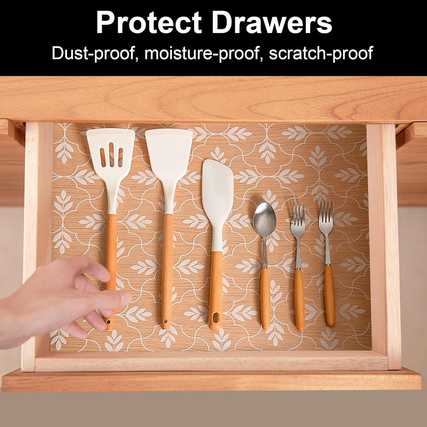 Cooyes Shelf Liners for Kitchen Cabinets Waterproof & Oil-Proof Kitchen Cupboard Mats Non-Slip