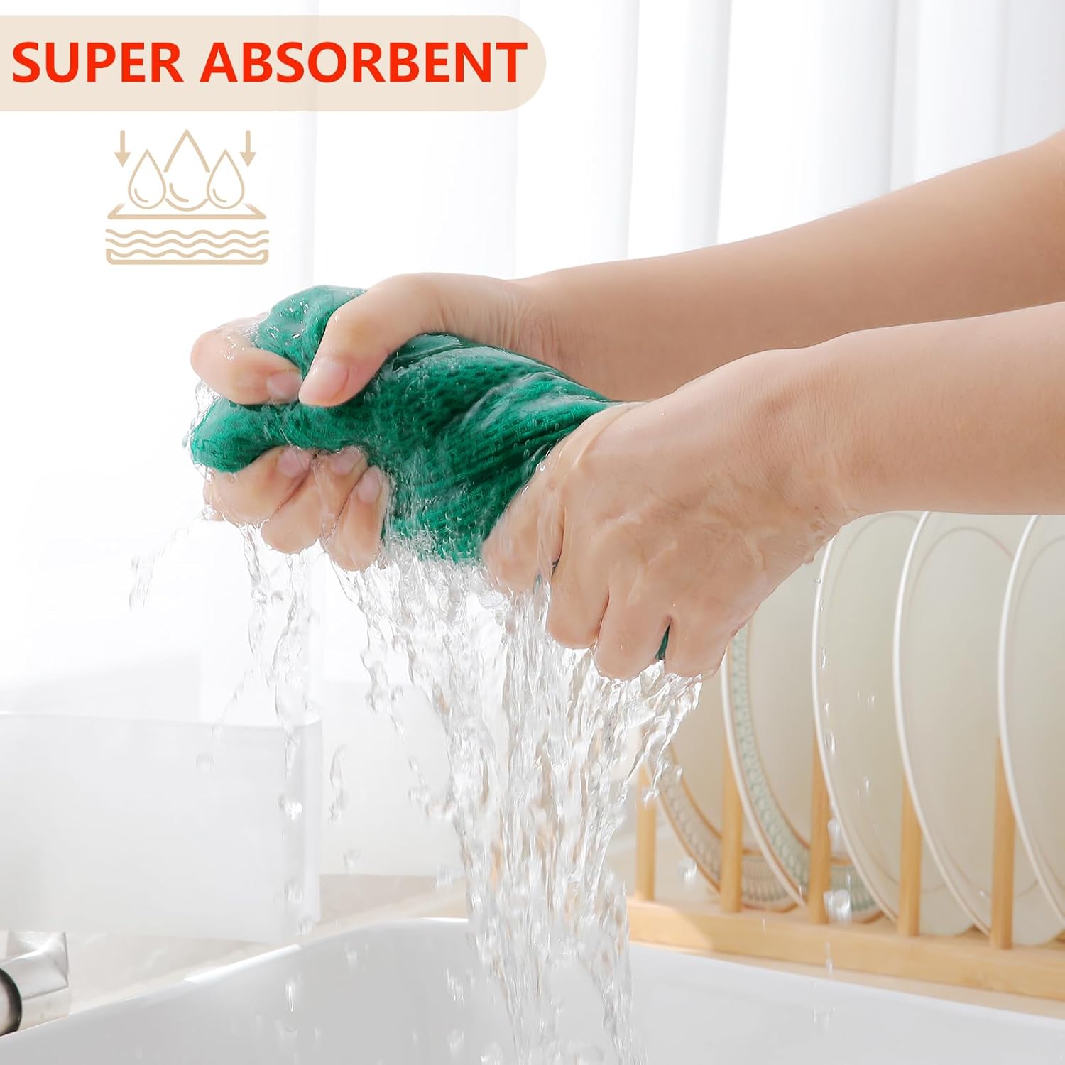 Homaxy 100% Cotton Waffle Weave Kitchen Dish Towels, Ultra Soft Absorbent Quick Drying Cleaning