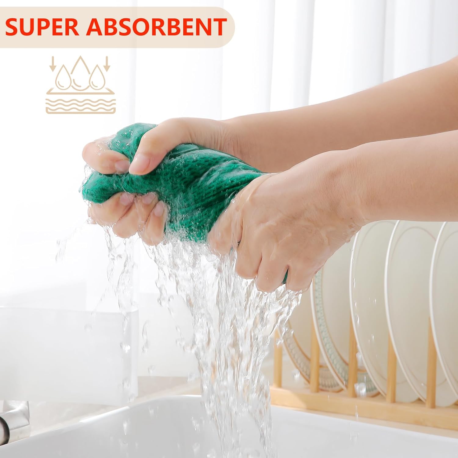 Homaxy 100% Cotton Waffle Weave Kitchen Dish Towels, Ultra Soft Absorbent Quick Drying Cleaning