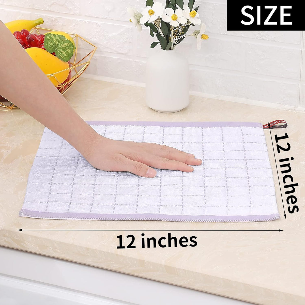 Homaxy 100% Cotton Terry Kitchen Dish Cloths, Ultra Soft and Absorbent Dish Towels for Kitchen