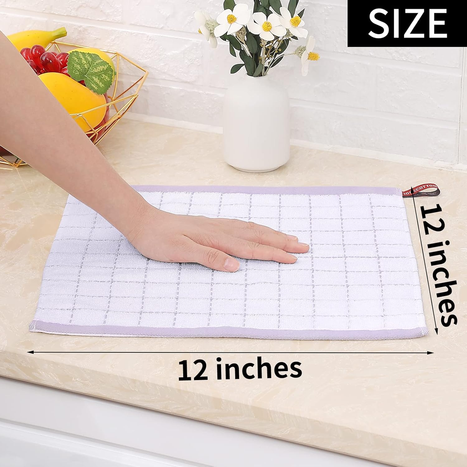 Homaxy 100% Cotton Terry Kitchen Dish Cloths, Ultra Soft and Absorbent Dish Towels for Kitchen