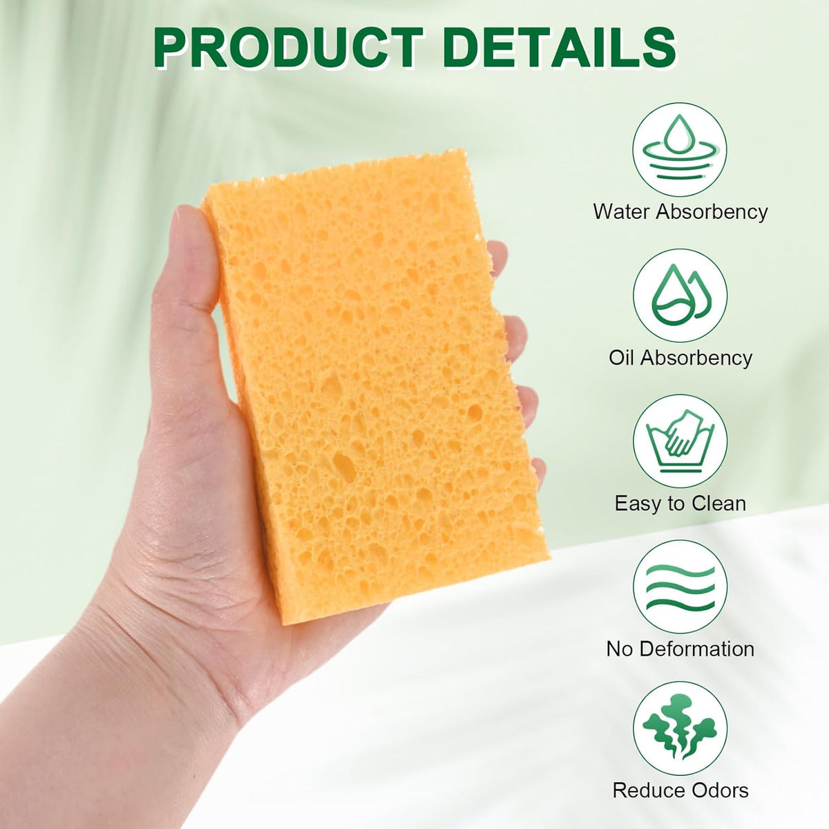6-Pack Kitchen Sponges, Condense Eco Cellulose Non-Scratch Scrub Heavy Sponge for