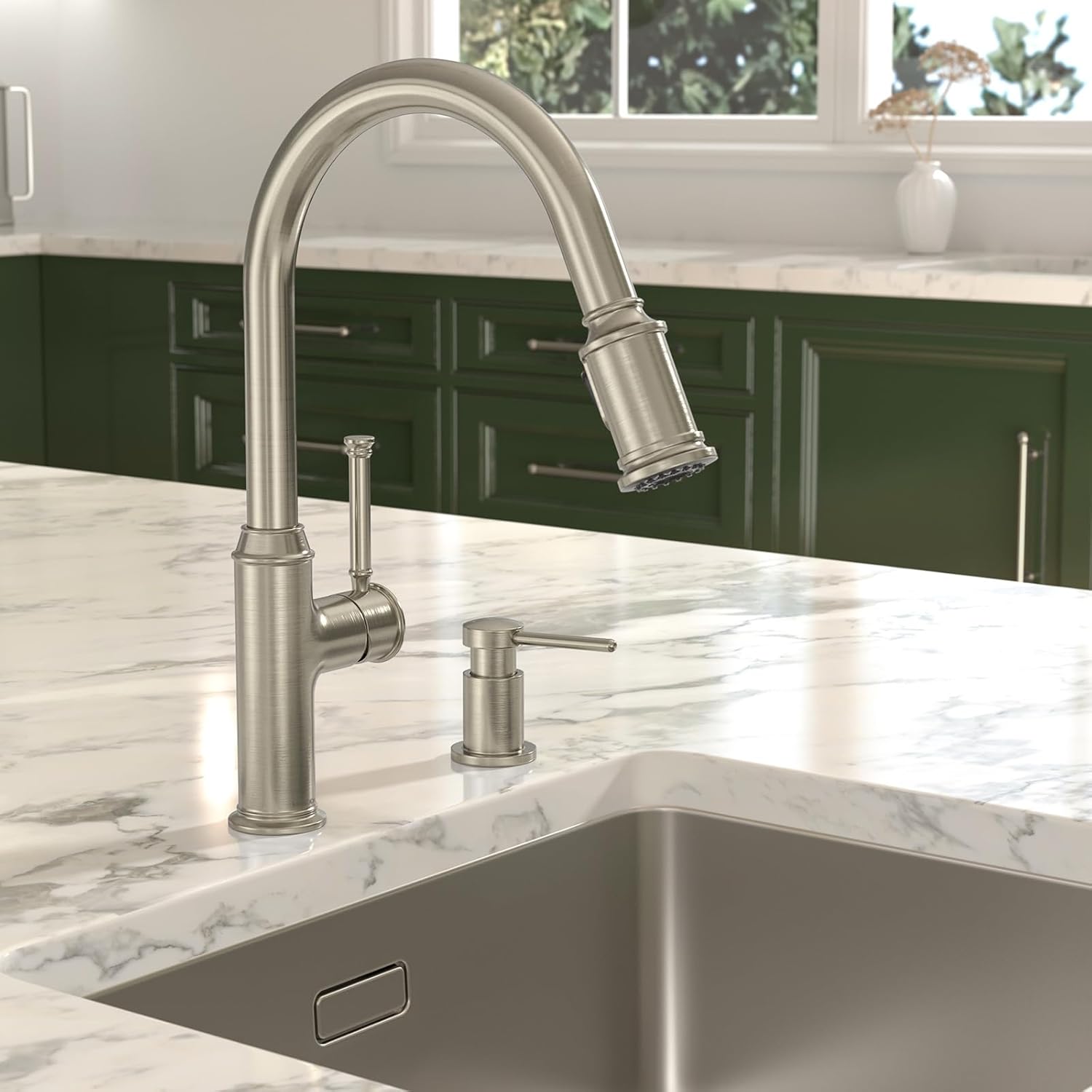 Lava Odoro Soap Dispenser for Kitchen Sink, Modern Brass Built in Countertop Pump Dispenser with 18