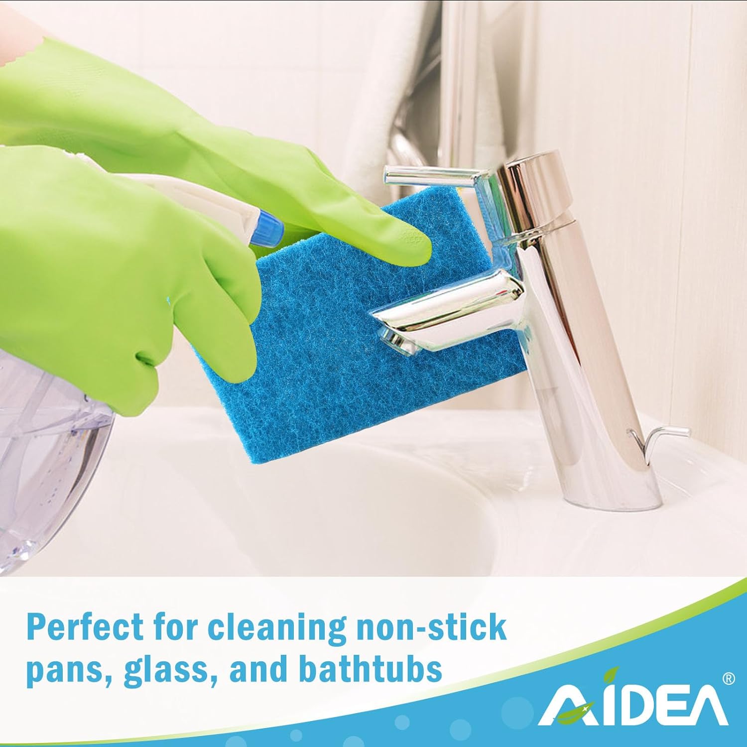 AIDEA Non-Scratch Scouring Pads, Dish Scrubber Pads for Household and Kitchen, Multipurpose Scour