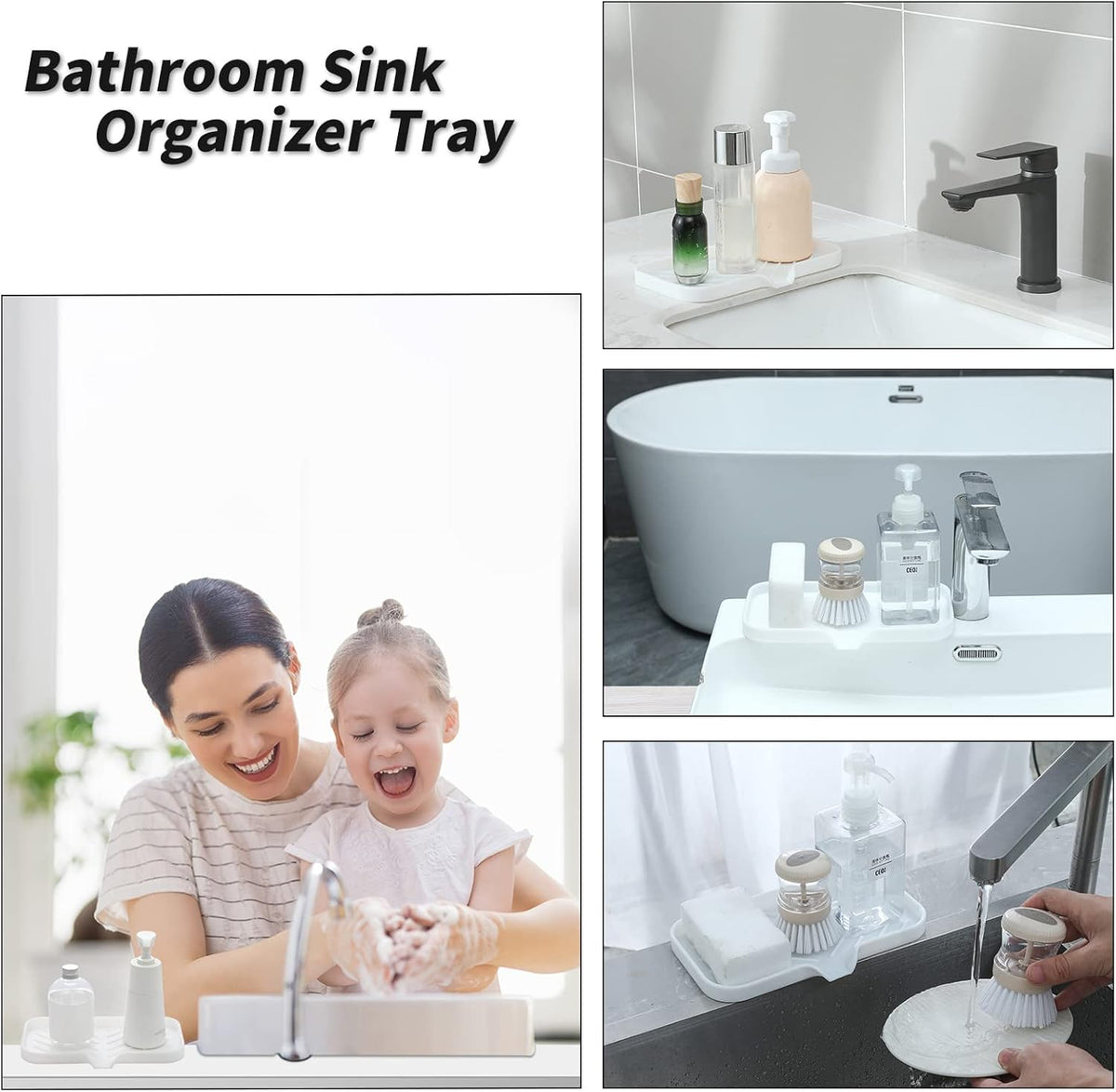 Silicone Bathroom Soap Dishes with Drain Spout-Bathroom and Kitchen Sink Organizer,Sponge
