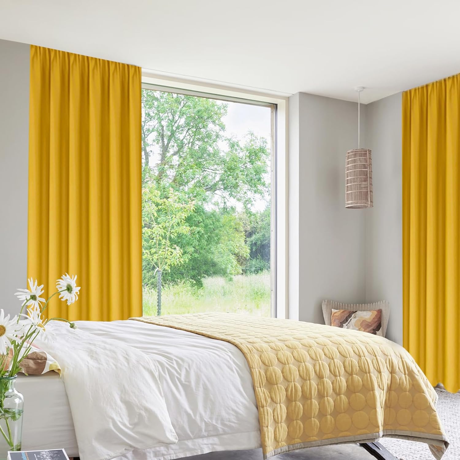 DWCN Blackout Curtains Room Darkening Thermal Insulated Bedroom Curtains Window Curtain Panels, 42
