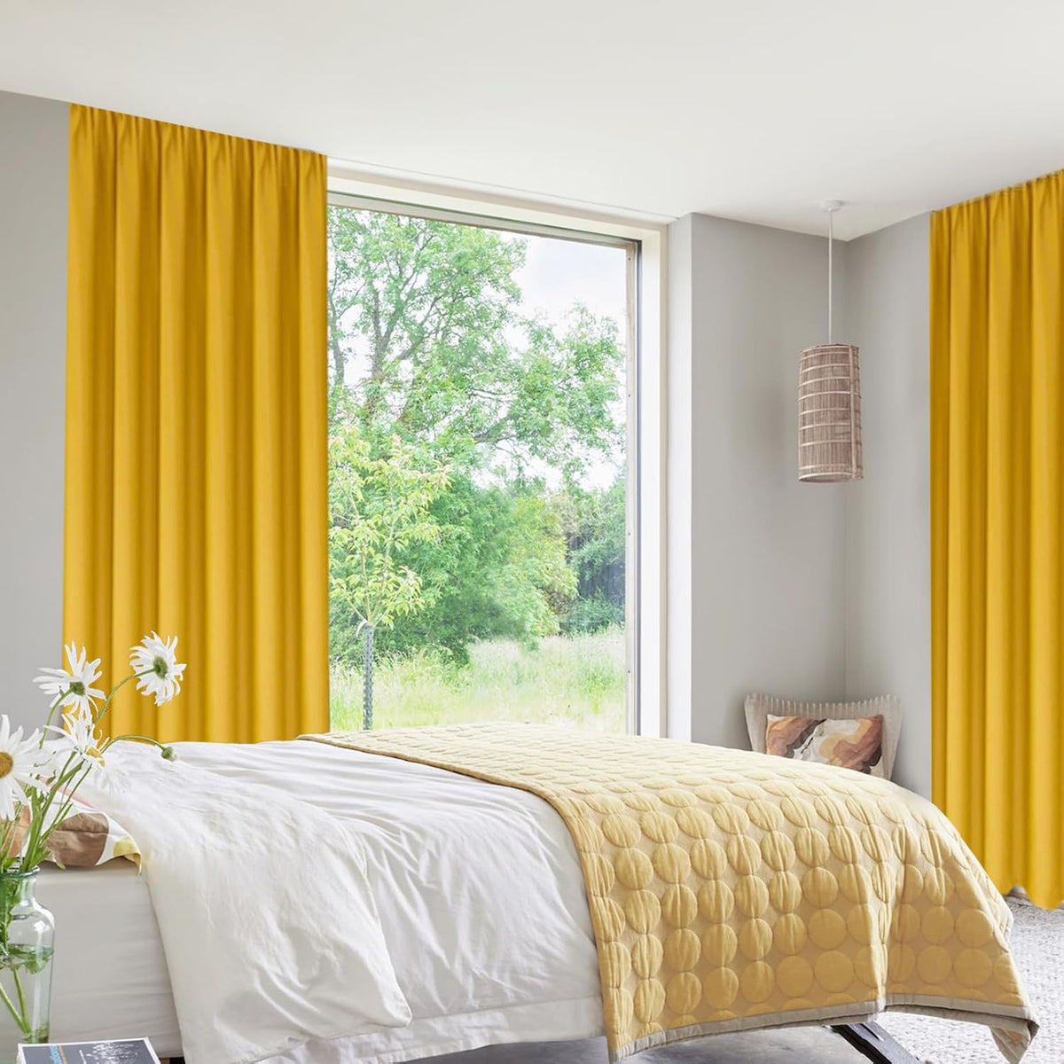 DWCN Yellow Room Darkening Blackout Curtains - Thermal Insulated Privacy Energy Saving Window