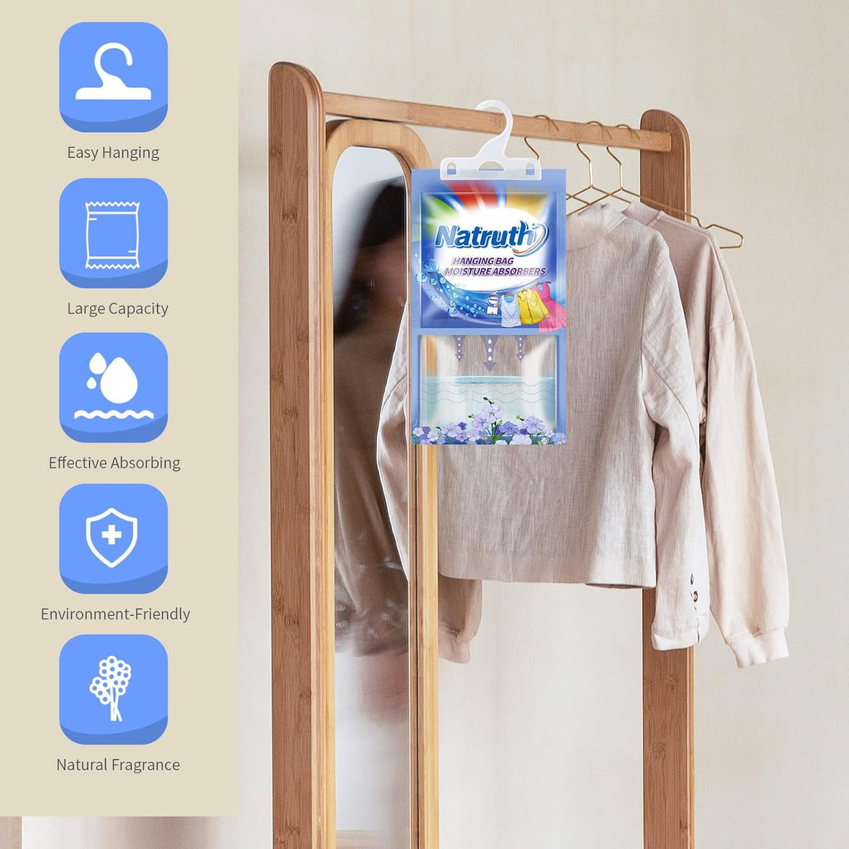 NATRUTH 12-PACK Moisture Absorber Bags With Fresh Linen,Desiccant Hanging Bag Use for Kitchen