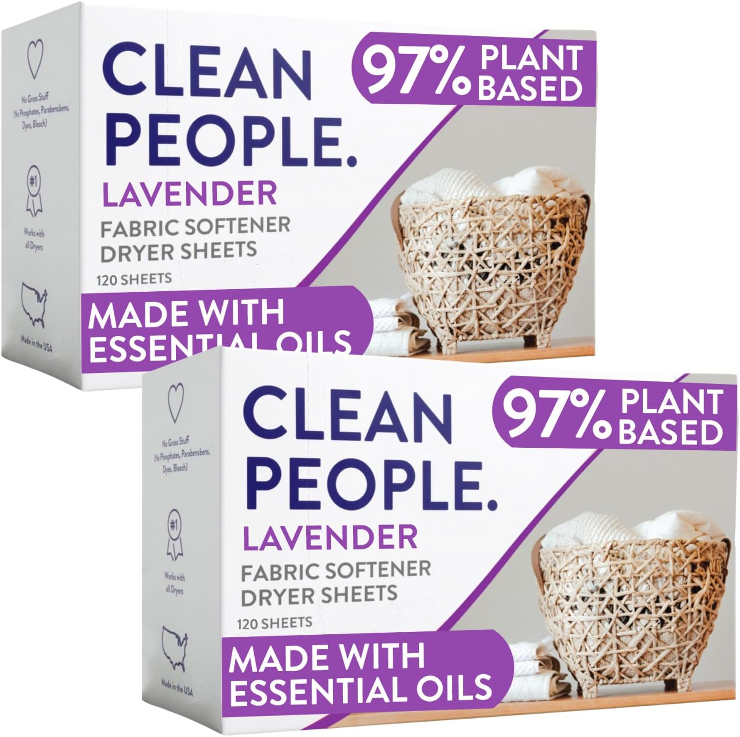 The Clean People Fabric Softener Sheets - Dryer Sheets - Softens & Removes Static Cling - Vegan